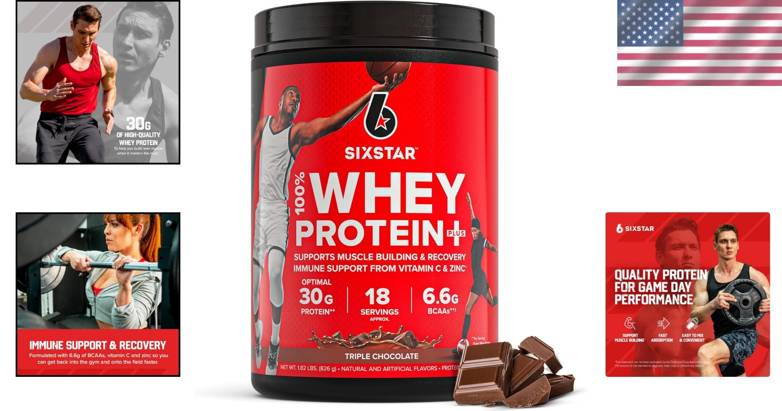 30g Per Serving Whey Protein Powder Plus – Triple Chocolate Flavor, Gluten-Free