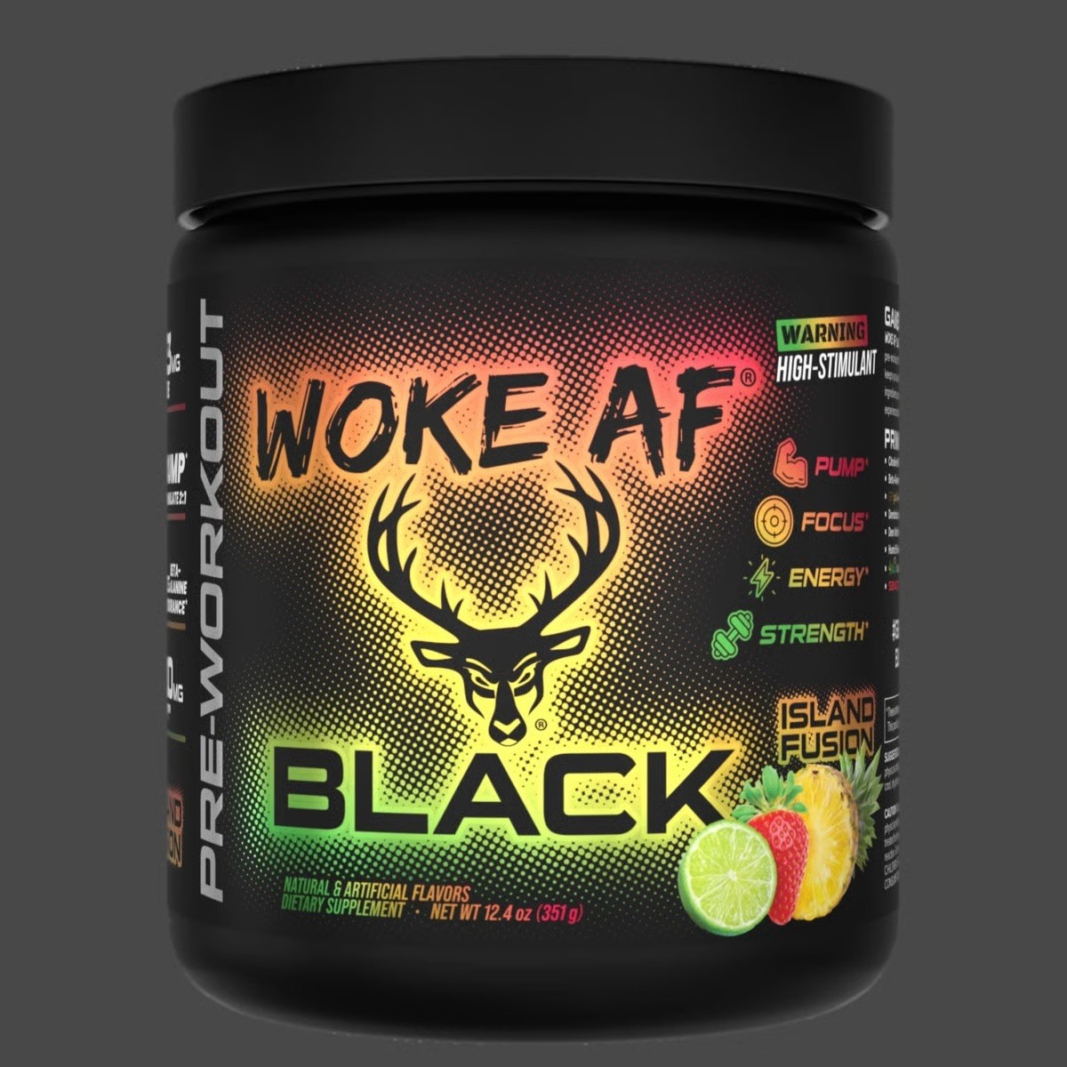 BUCKED UP WOKE AF BLACK HIGH STIMULANT PRE-WORKOUT Island Fusion 30 Servings