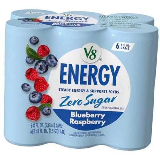Energy 8 fl. oz. Can (6 Pack of 6 (8 Fl Oz) Zero Sugar Blueberry Raspberry