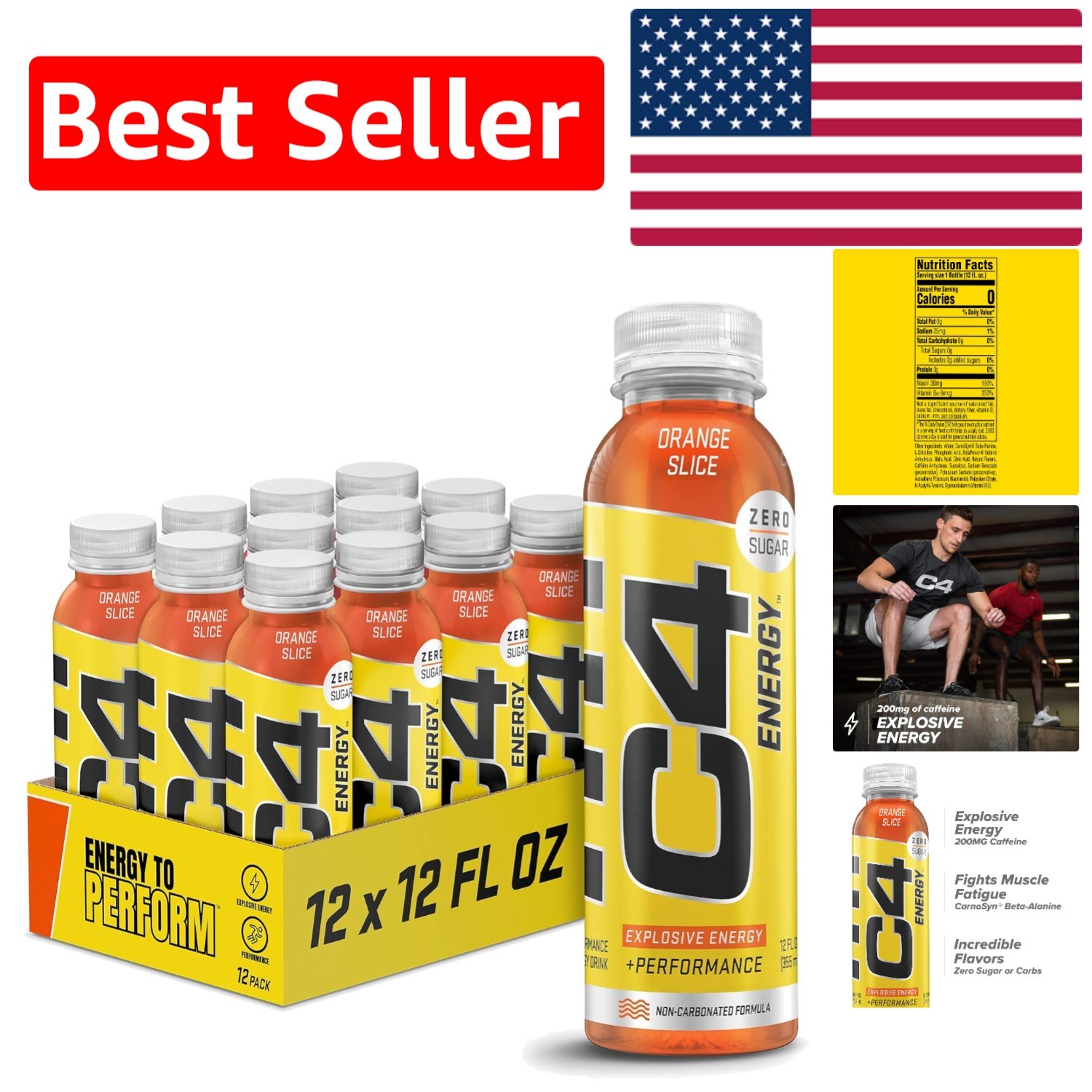 Cellucor Zero Sugar Energy Drink – 12 Pack of Non-Carbonated Beta Alanine Boost