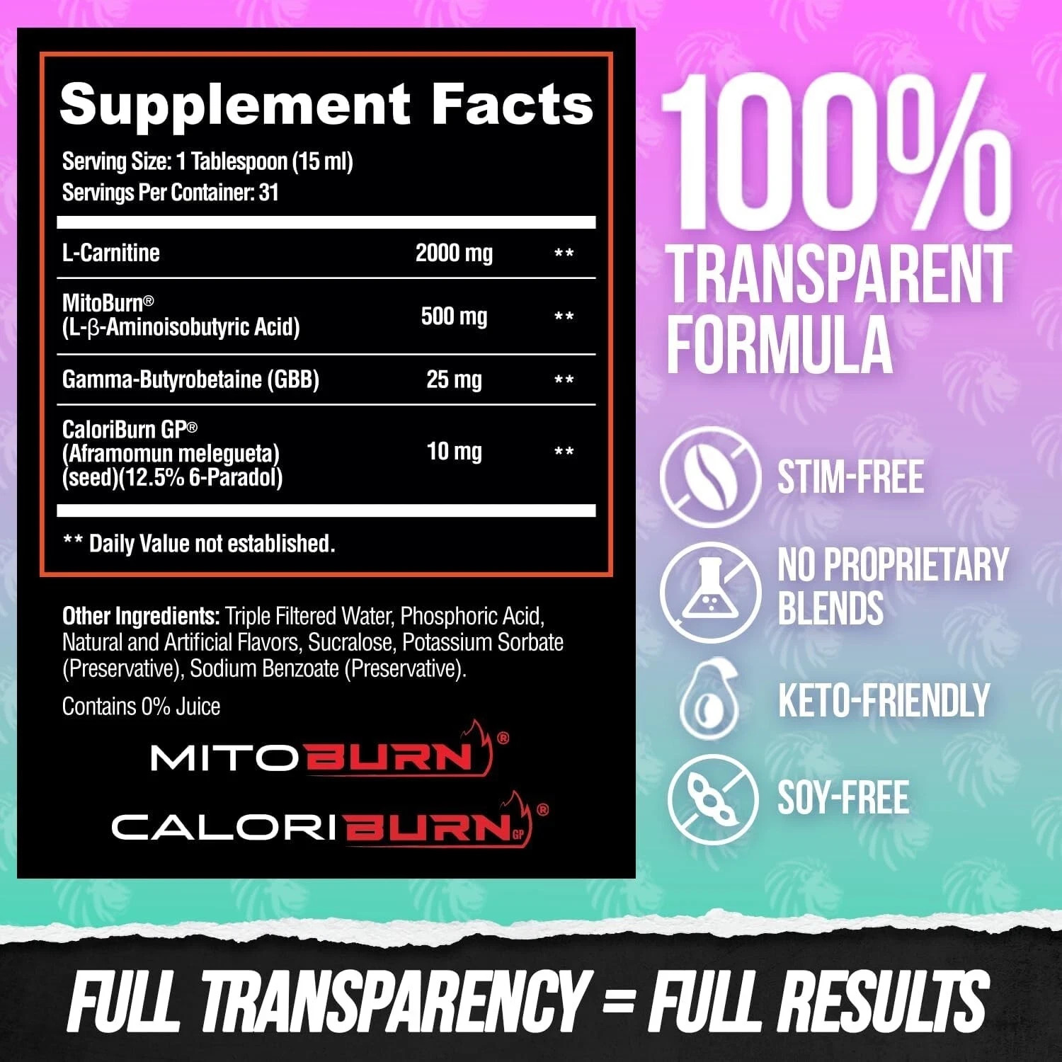 Alpha Lion BURN20 Burn 20 Stim-Free Liquid Thermogenic Fat Burner 3 Flavors 30sv