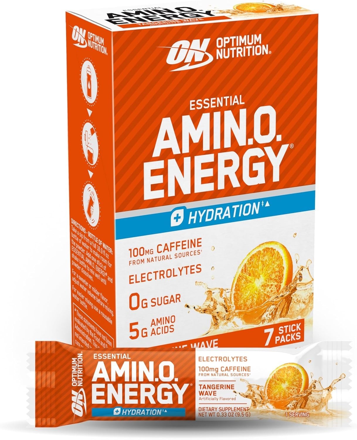 Tangerine Wave Energy Powder with Electrolytes – 7 Stick Packs for Hydration