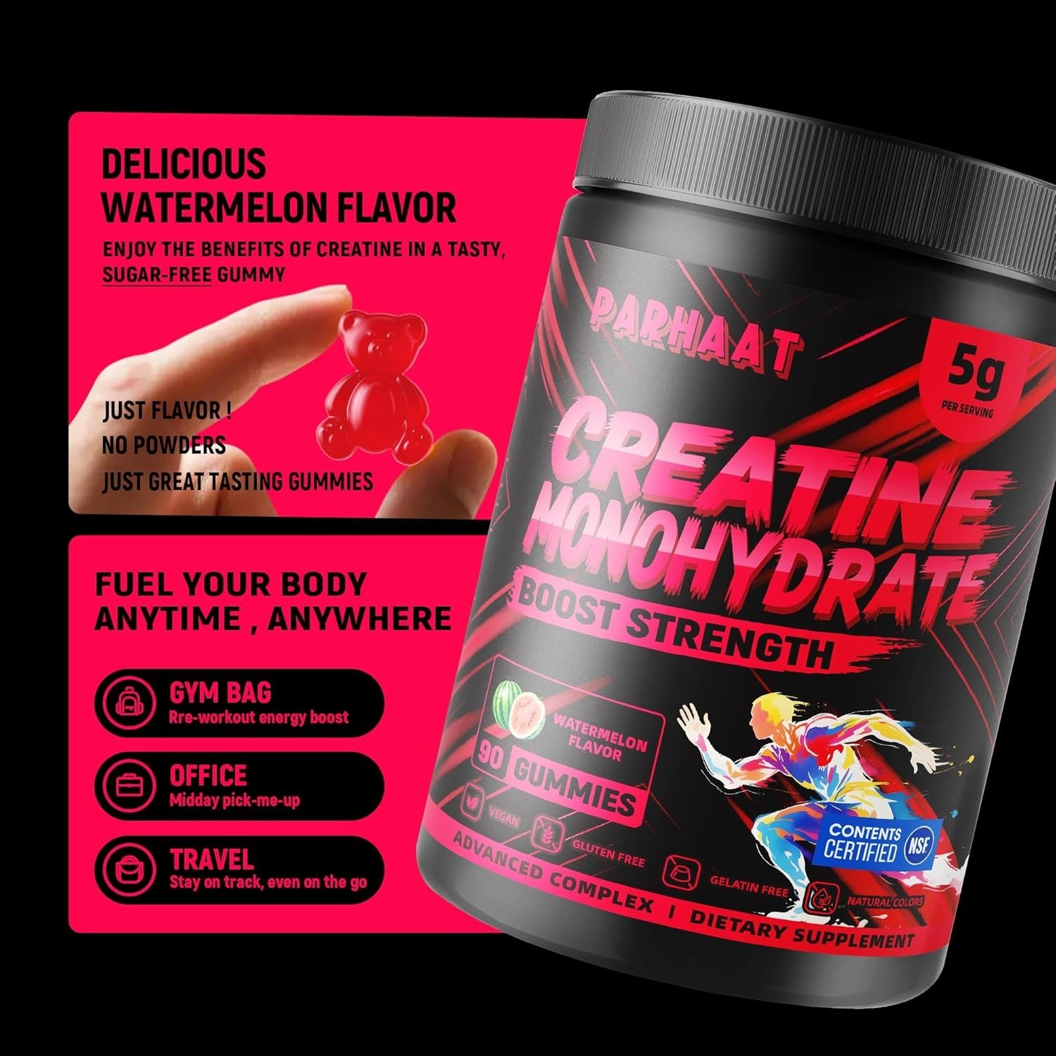 Parhaat NSF Certified Creatine Gummy – Creatine Monohydrate Gummies 5g