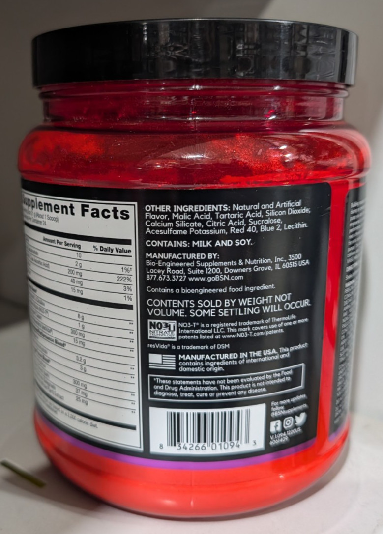 BSN NO-Xplode VASO Ultimate Pump Pre-Workout, Grape Fury 1.11 lb 24 Servings