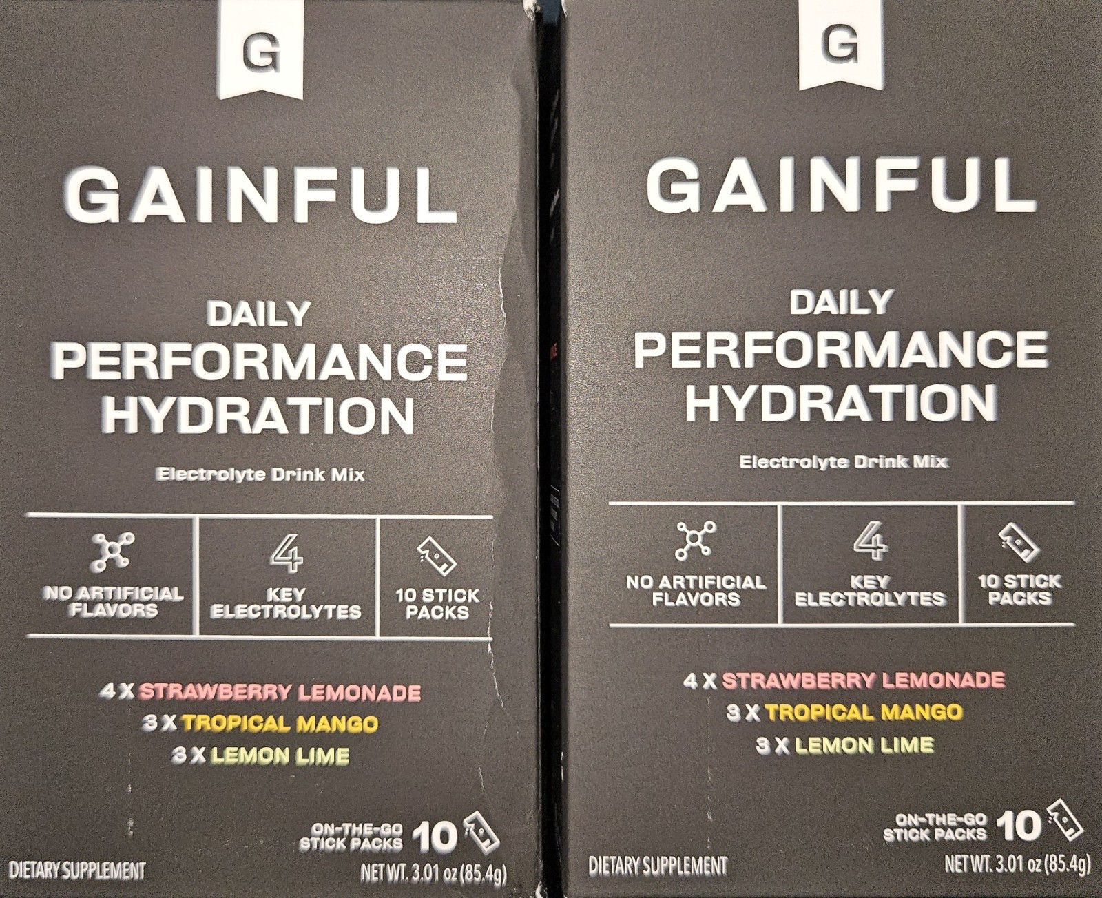 Gainful Hydration Packets Variety 2 Pack Decaffeinated w/ Electrolytes 20 Sticks