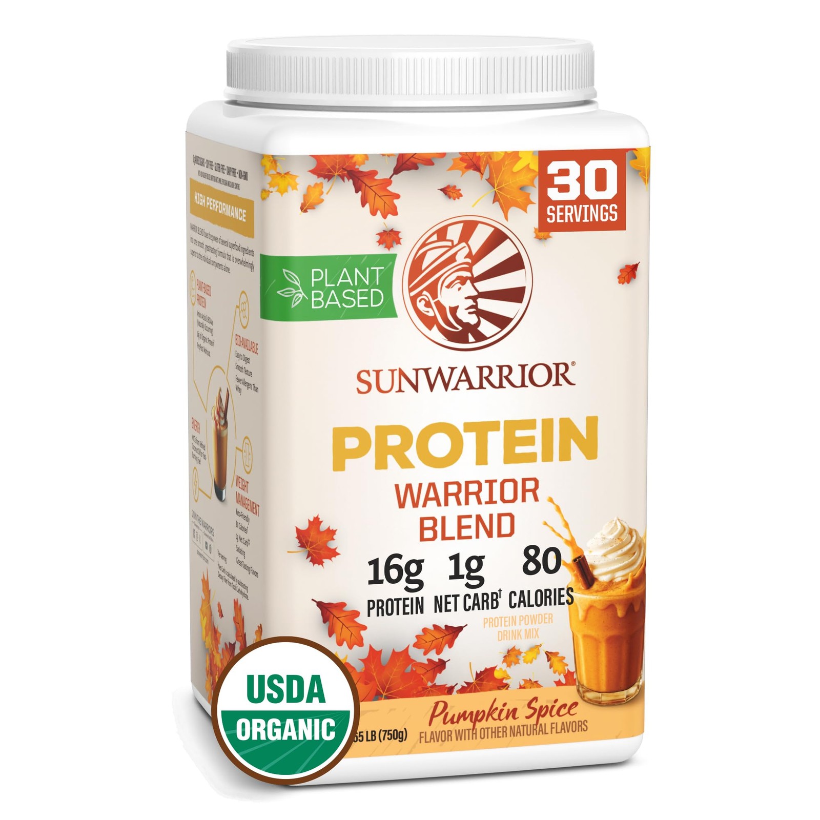 Vegan Protein Powder Plant-Based Organic Protein, Pumpkin Spice Flavored 30 Serv