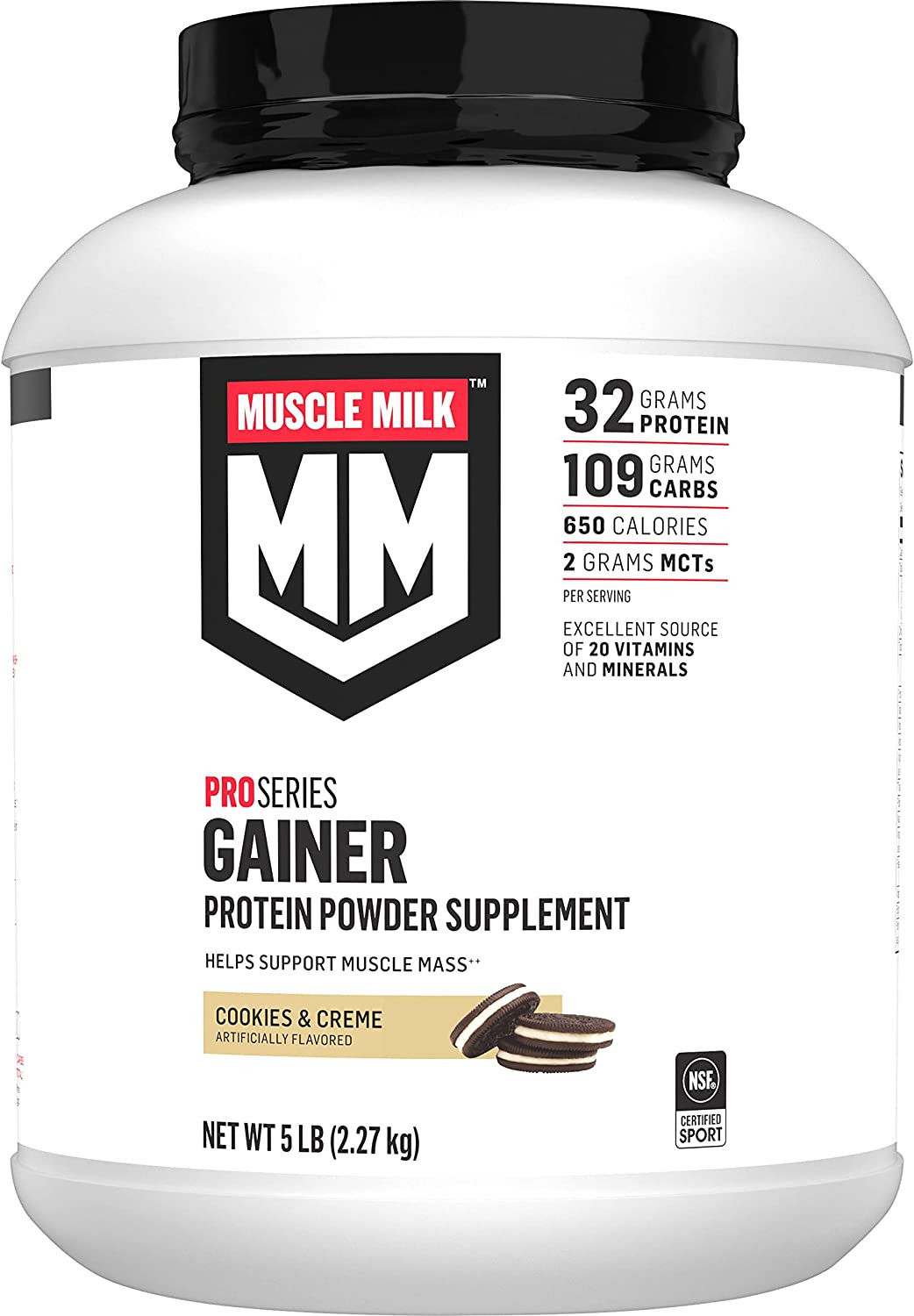 Muscle Milk Gainer Protein Powder, Vanilla Creme, 32g Protein, 5 Pound