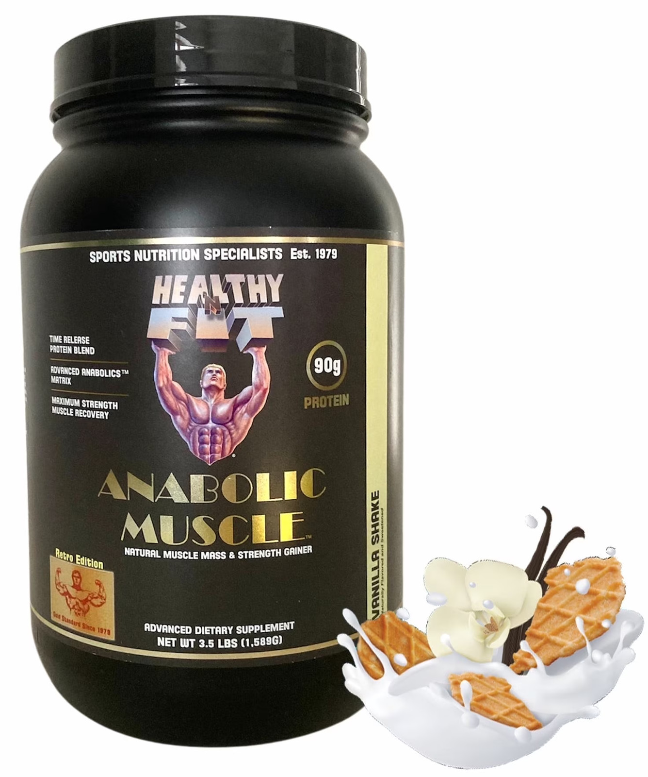 Healthy N Fit – Anabolic Muscle Vanilla, 3.5 Lb, Sustained Release Protein Compl