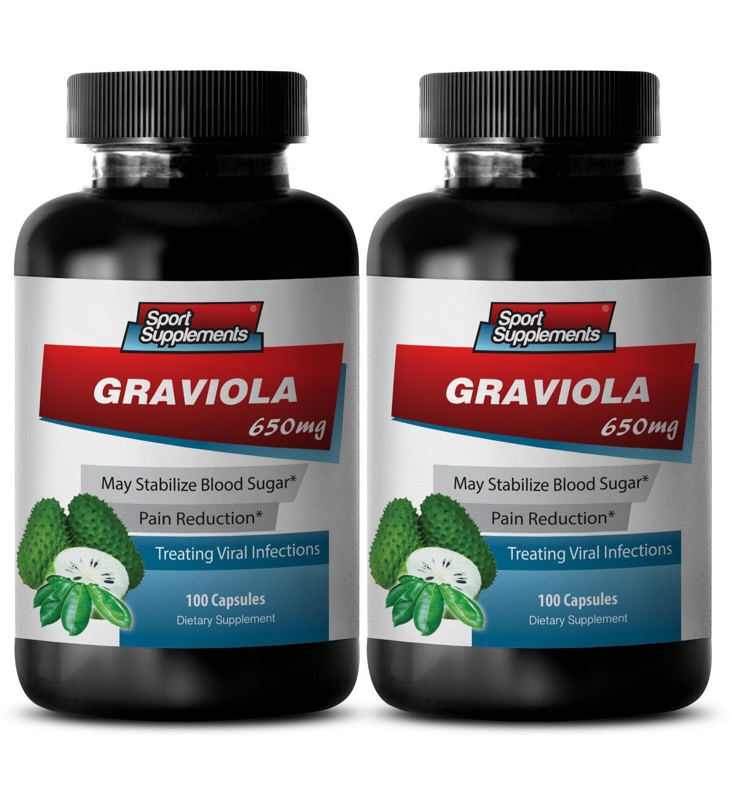 Fresh Soursop – Graviola 650 mg – May Stabilize Blood Sugar Supplements 2B