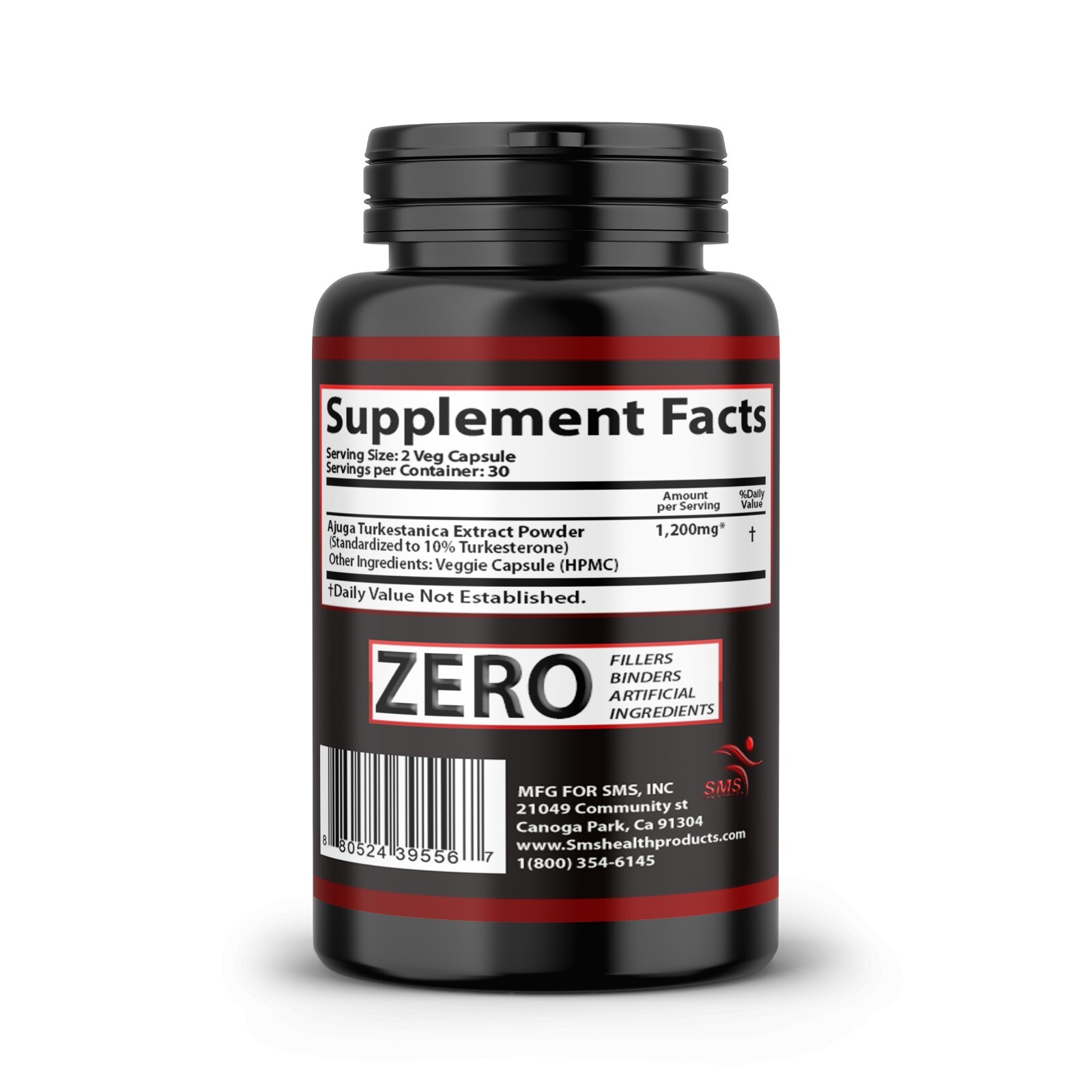 TURKESTERONE 1200mg AKA Ajuga Turkestanica Standardized to 10% 60 Caps By SMS