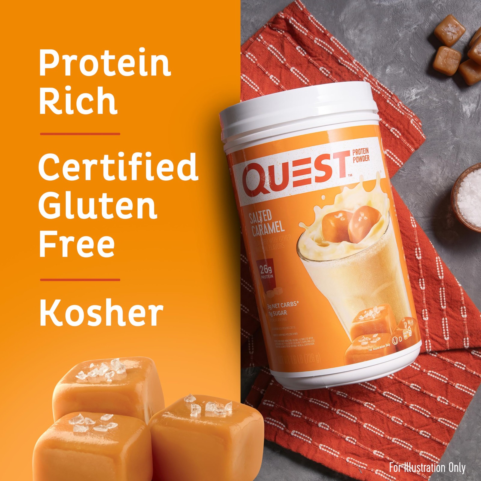 Quest Nutrition Salted Caramel Protein Powder, 26g 1.6 Pound (Pack of 1)