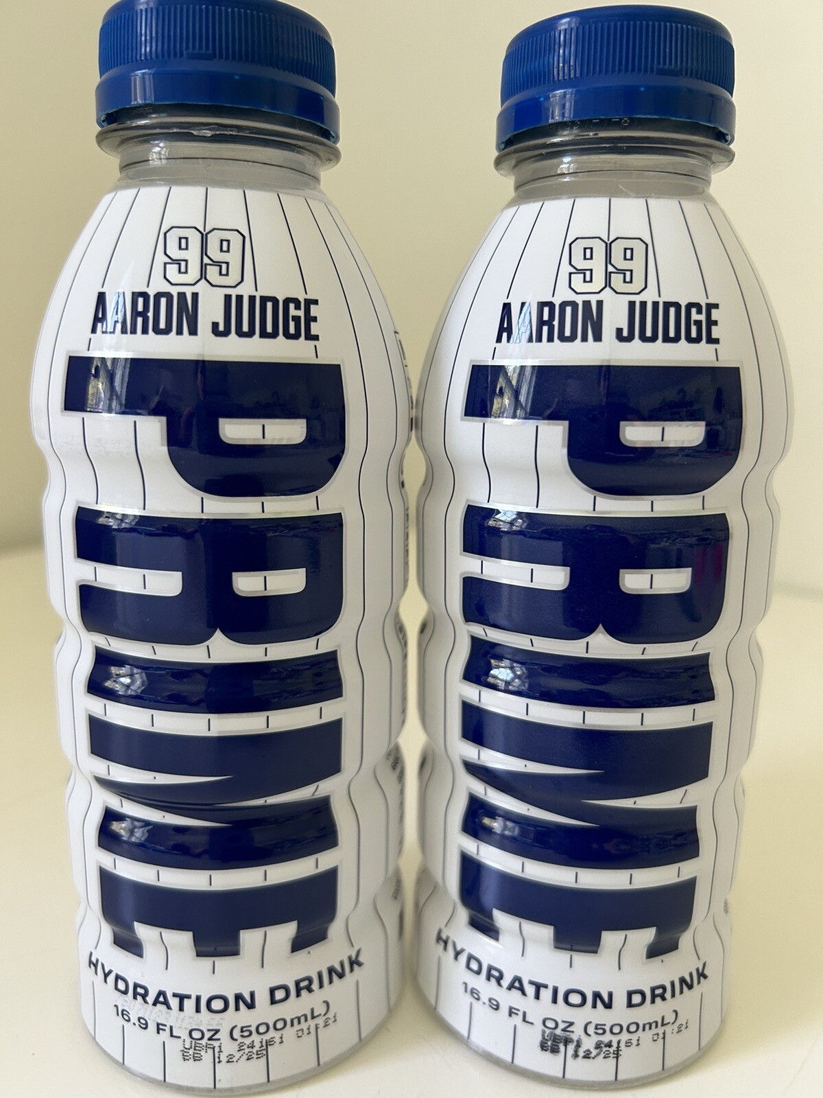Set Of 2 NEW AARON JUDGE PRIME Hydration Drinks RARE Yankees Lmt Ed White