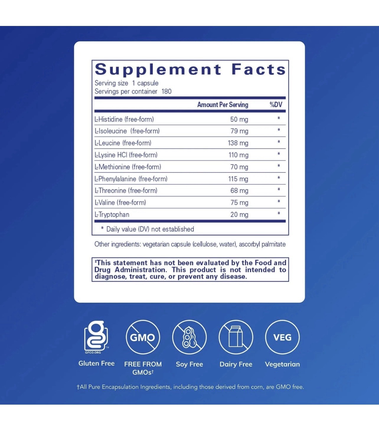 Pure Encapsulations Essential Amino Acids – Muscle Recovery Support Exp: 5/2028