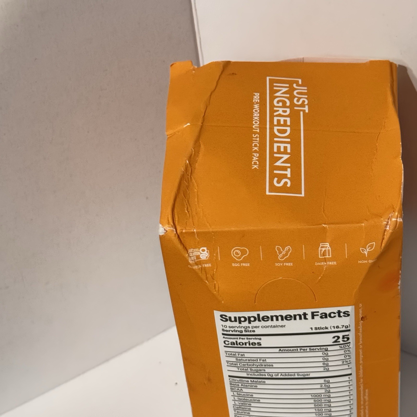 3x Just Ingredients Pre-Workout Drink Packet Orange Pineapple 10 Sticks Ea 12/27