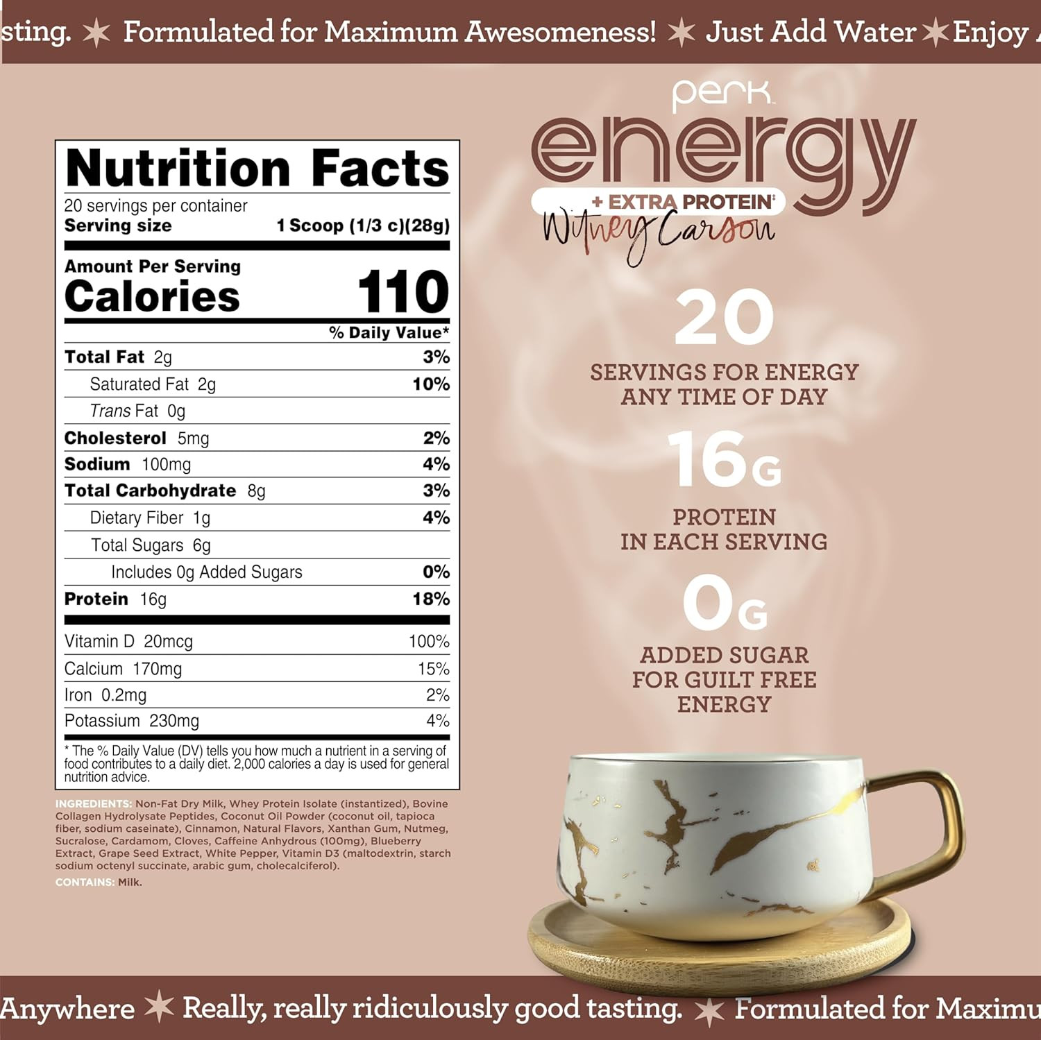 Energy + Extra Protein Powder (1.3 LB) Chai Latte – Witney Carson Collaboration