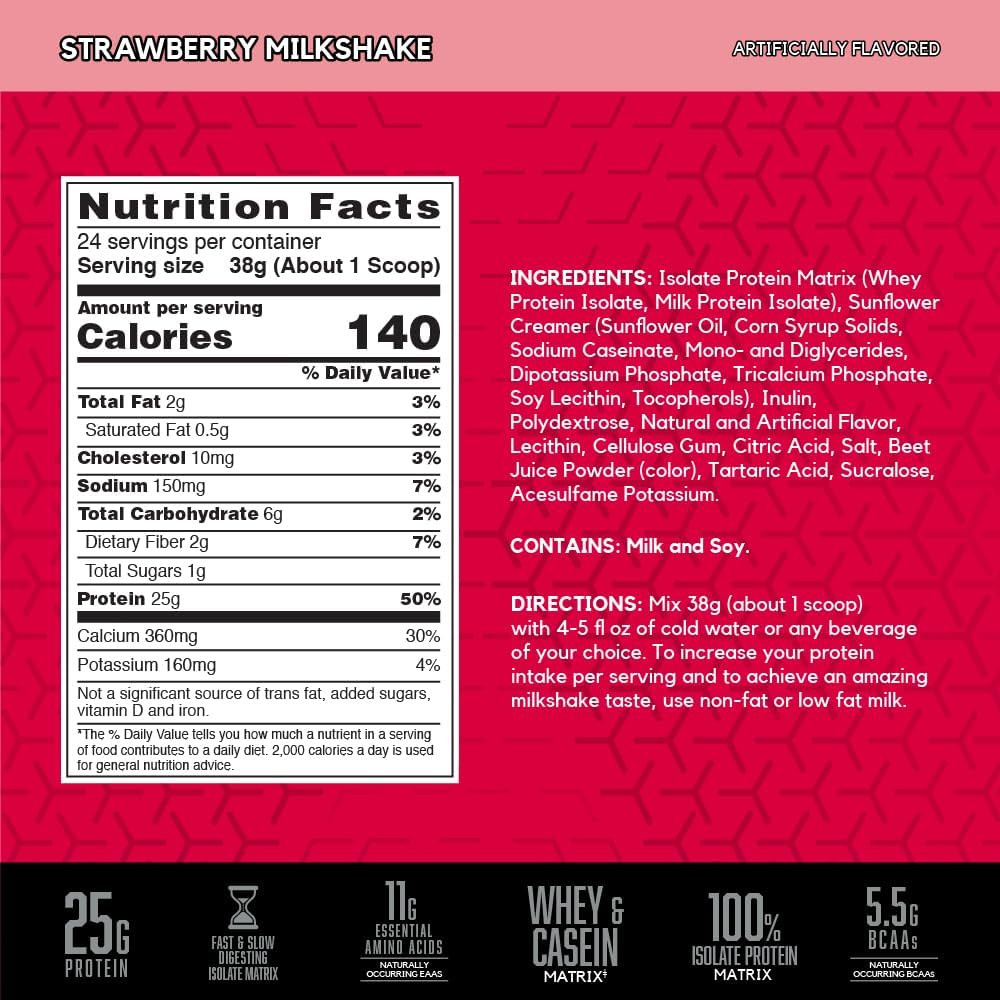 SYNTHA-6 Isolate Strawberry Protein Powder, 2.01 lbs, 24 Servings