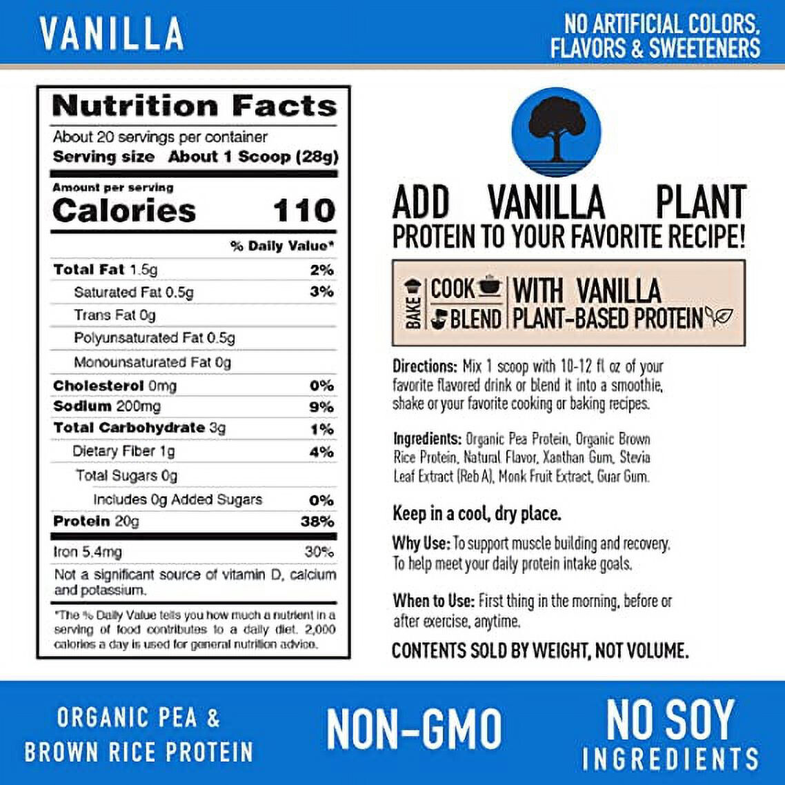 Vegan Protein Powder from Isopure, with Monk Fruit Sweetener Vanilla 22 Servings