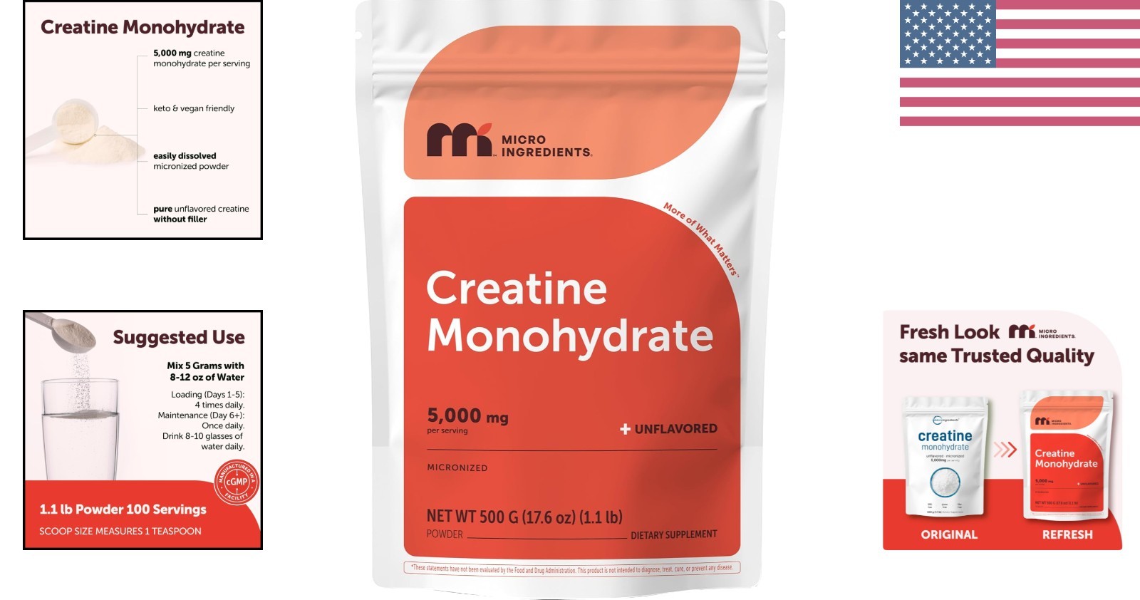 Micronized Creatine Powder 1.1 Pounds – , Unflavored, Energy Boost