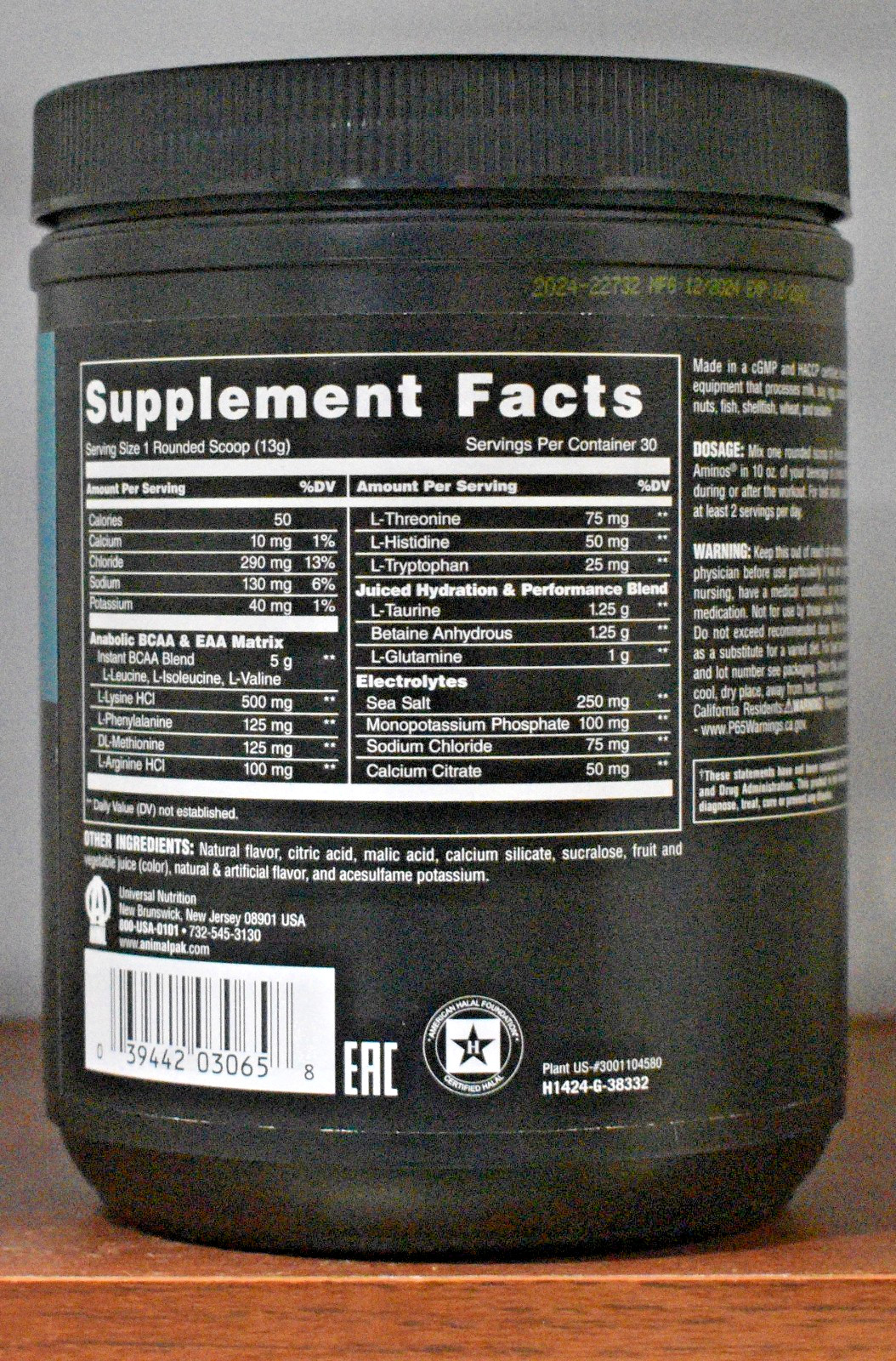 Universal Nutrition Animal Juiced Aminos Grape Juiced 14.3oz (405g) Hydration