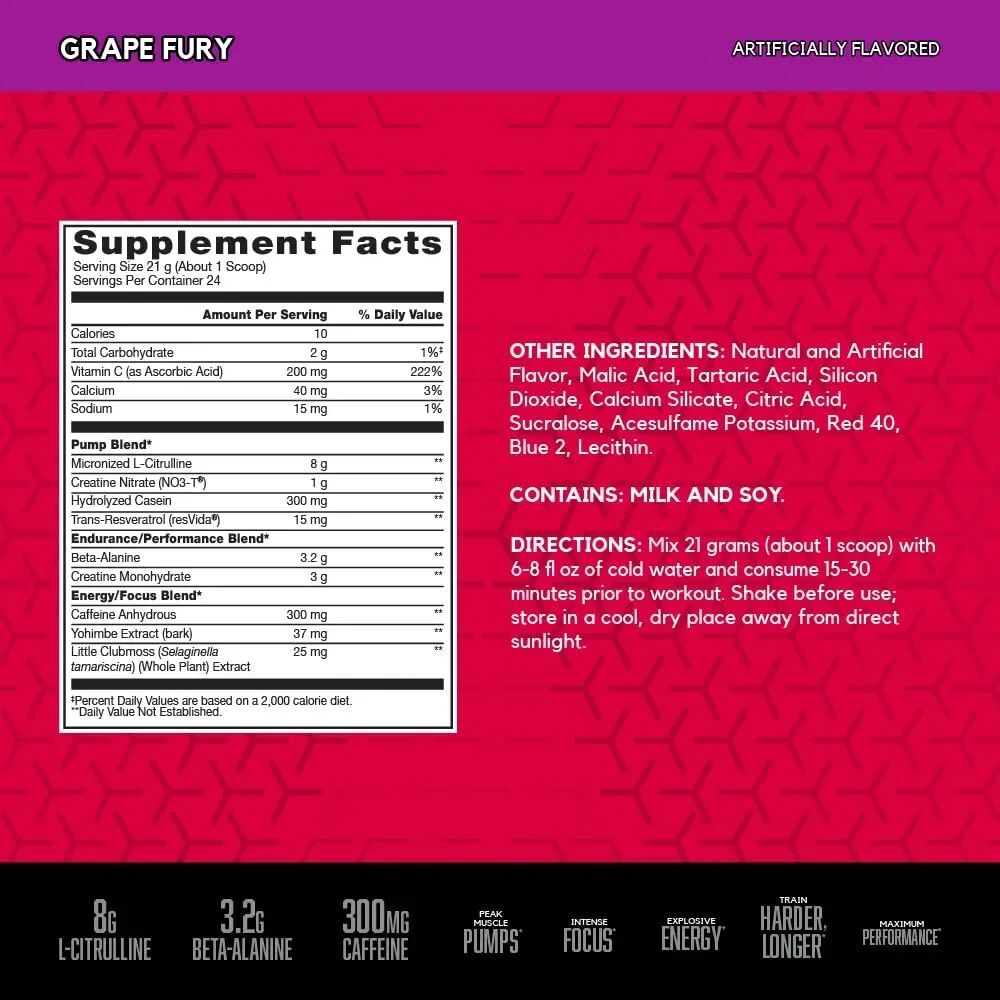 BSN NOX VASO GRAPE FURY 1.11LB