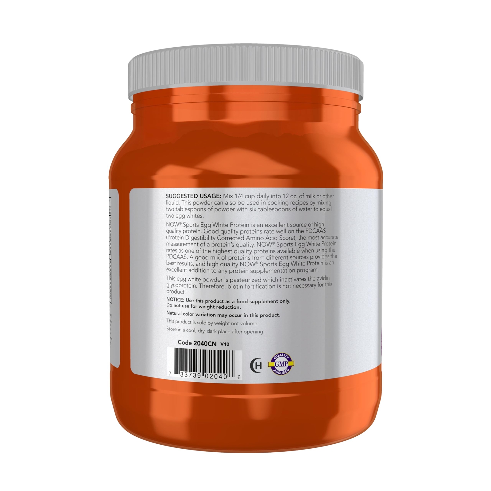 NOW Sports Egg White Protein Powder Unflavored 27 Servings 16g Protein