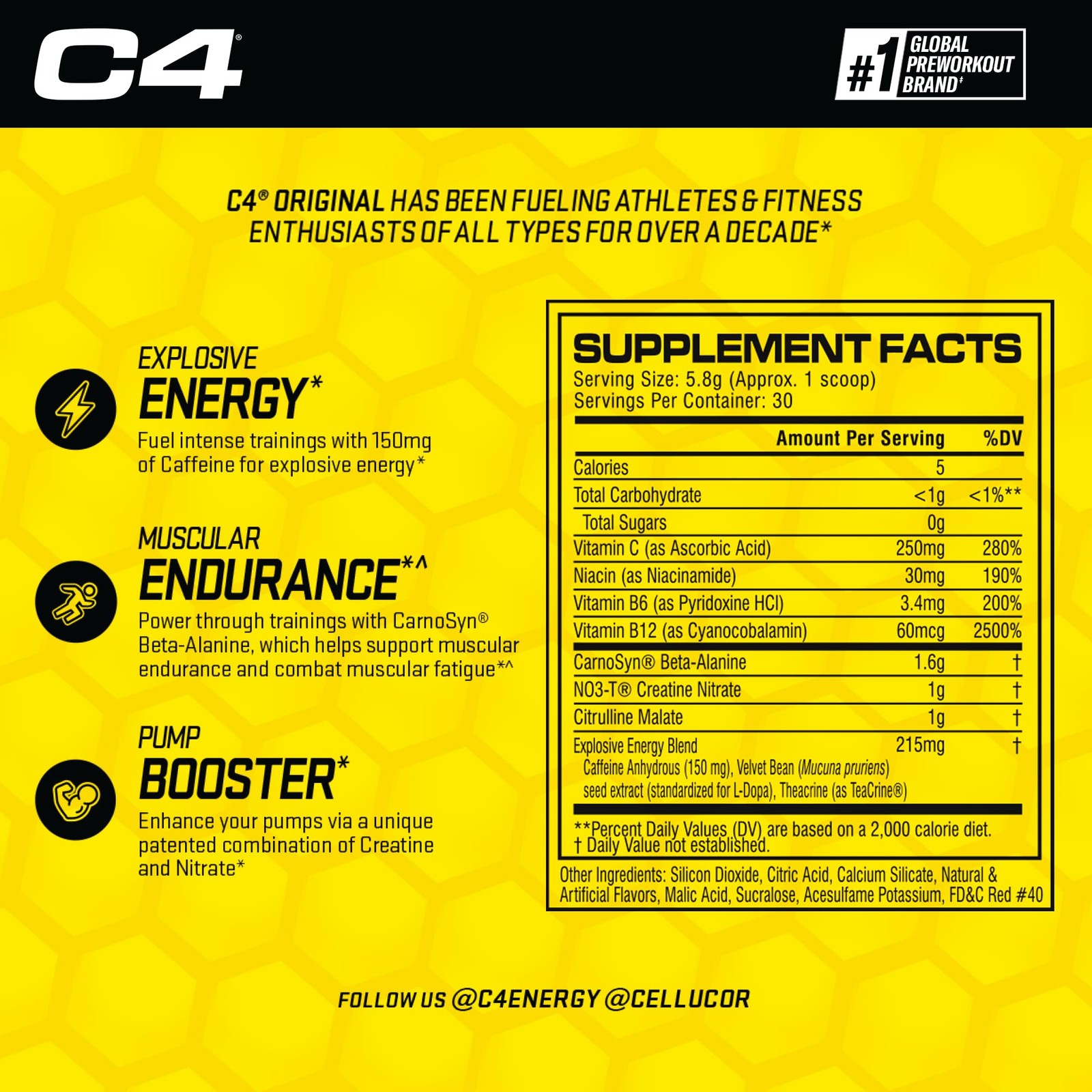 Cellucor Original Pre Workout Powder Cherry Limeade | Vitamin C for Immune Su…
