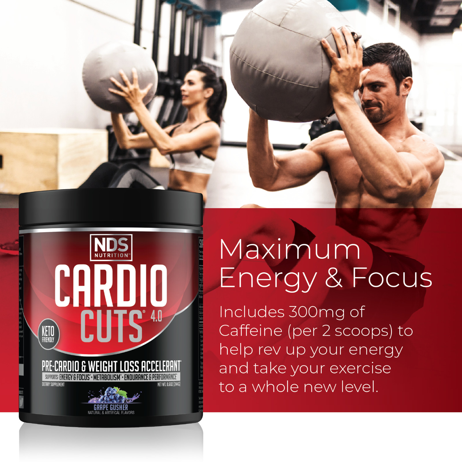 CARDIO CUTS 4.0 – Pre-Cardio – Weight Loss – Drink Mix – Grape (40 Servings)