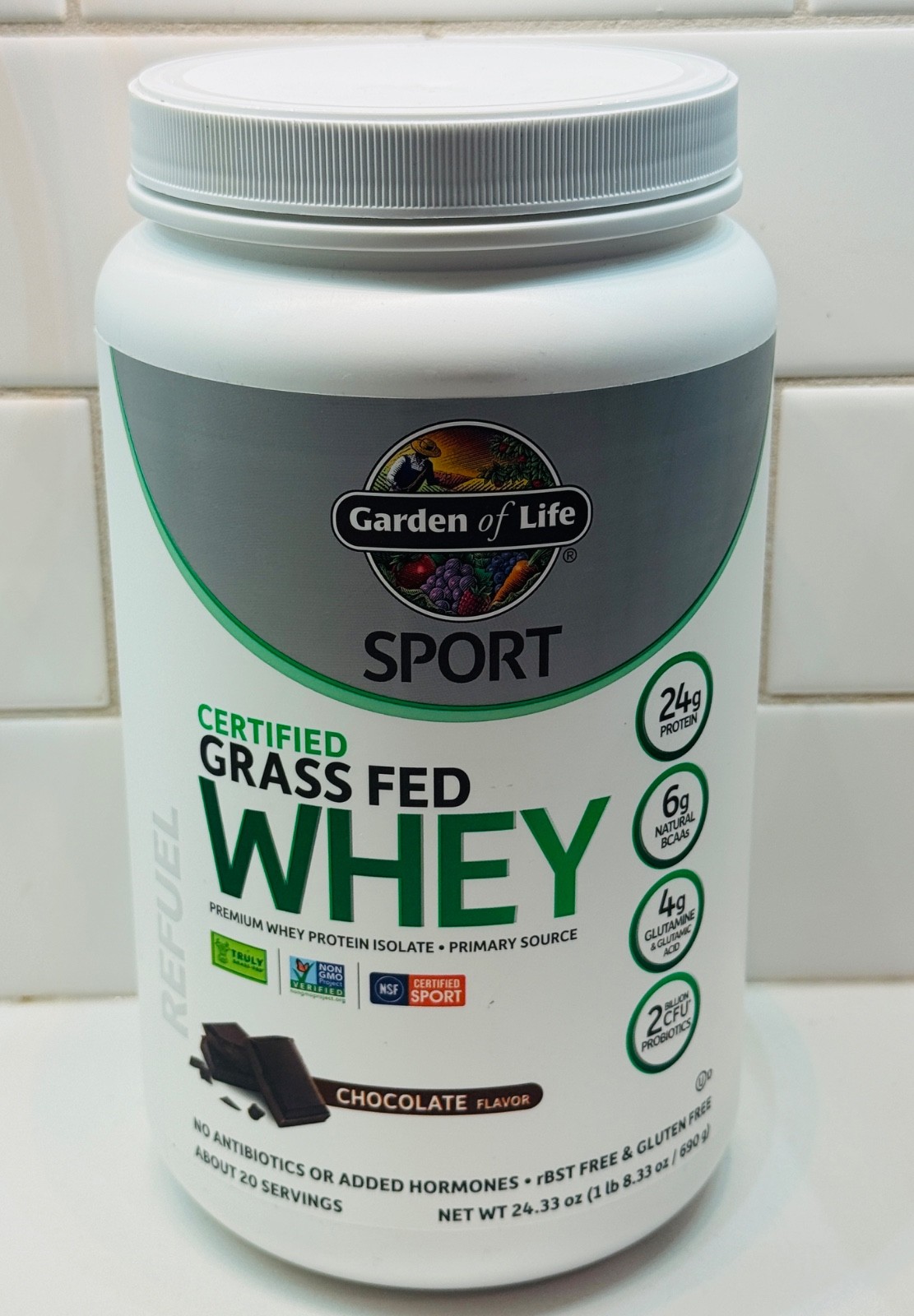Garden of Life Sport Whey Protein Powder Chocolate 24.33 oz Exp 09/2026 New
