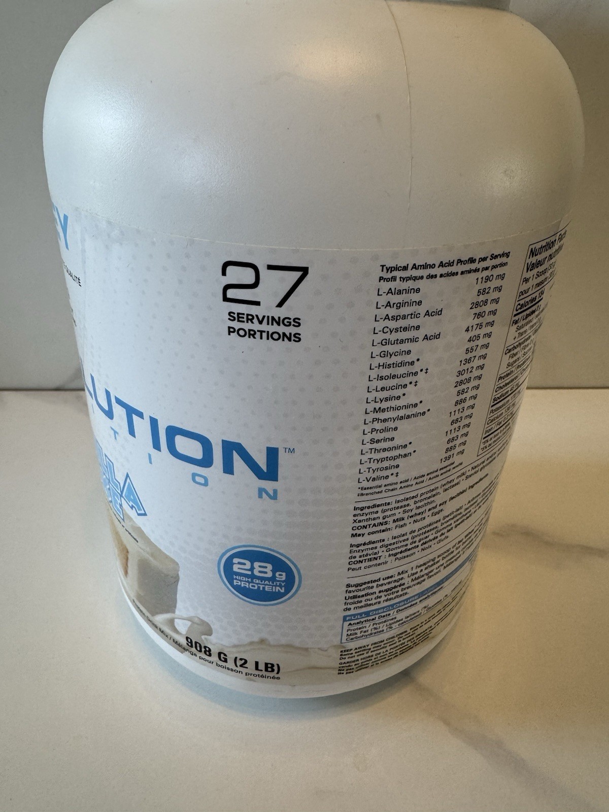 REVOLUTION NUTRITION ISO WHEY 27 Servings 2 LB. Vanilla Cake 28g Protein 02/2028