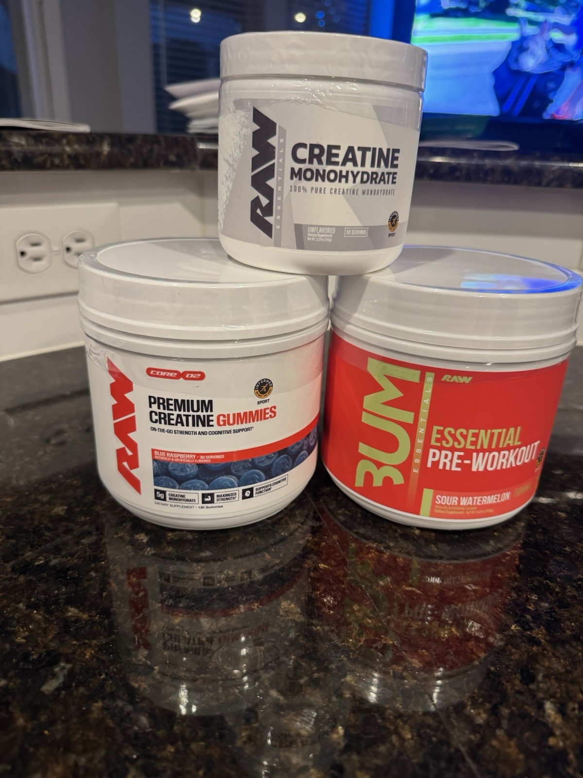 Raw Nutrition 3 Pack (pre Workout; Creatine Gummies; Creatine Monohydrate)