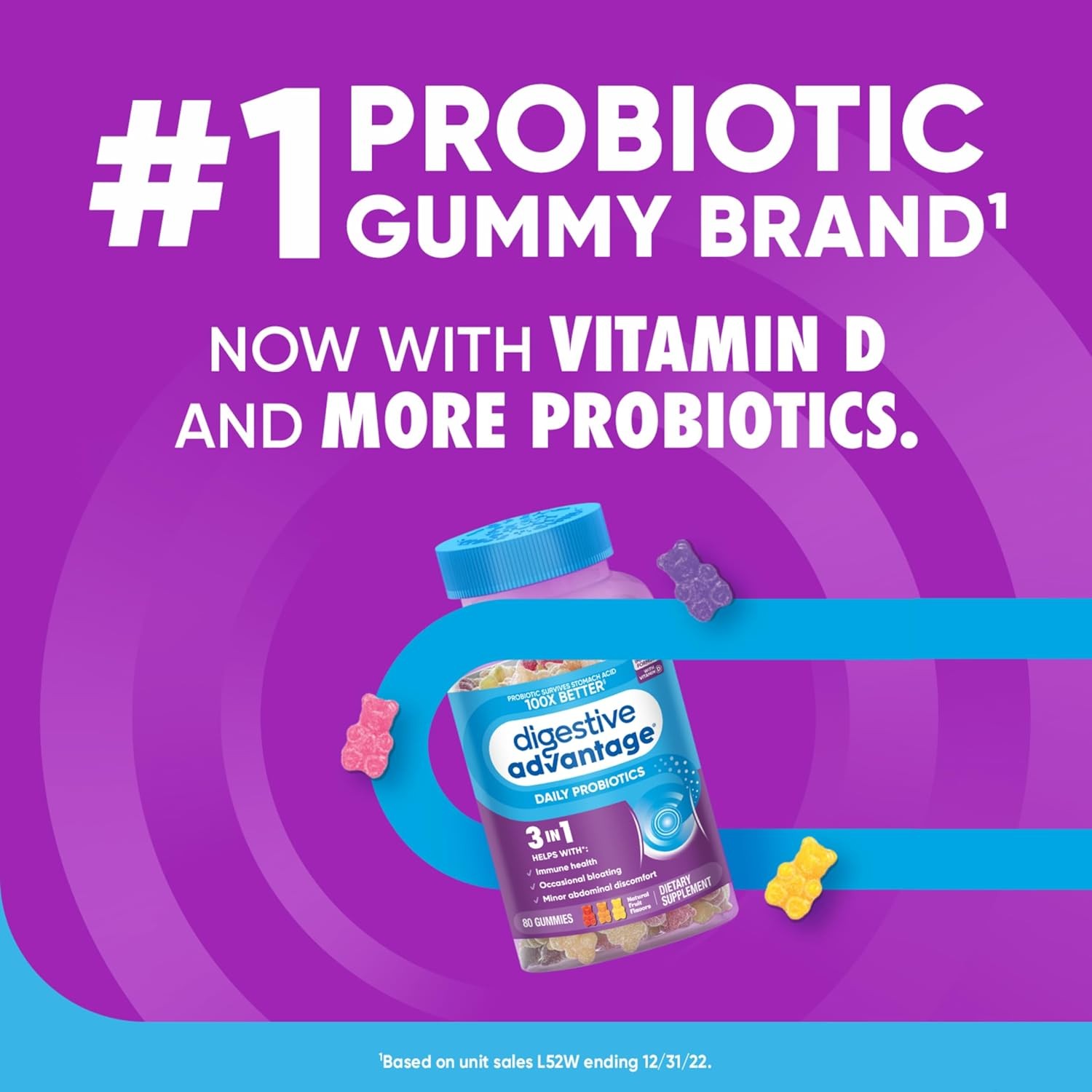 Digestive & Immune Health Support Probiotic Gummies (80 CT)