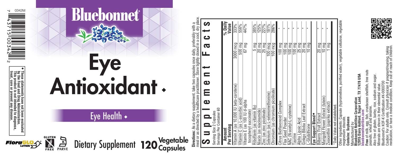 Bluebonnet Eye Antioxidant Lutein Zeaxanthin Supplement – Vitamin A Taurine