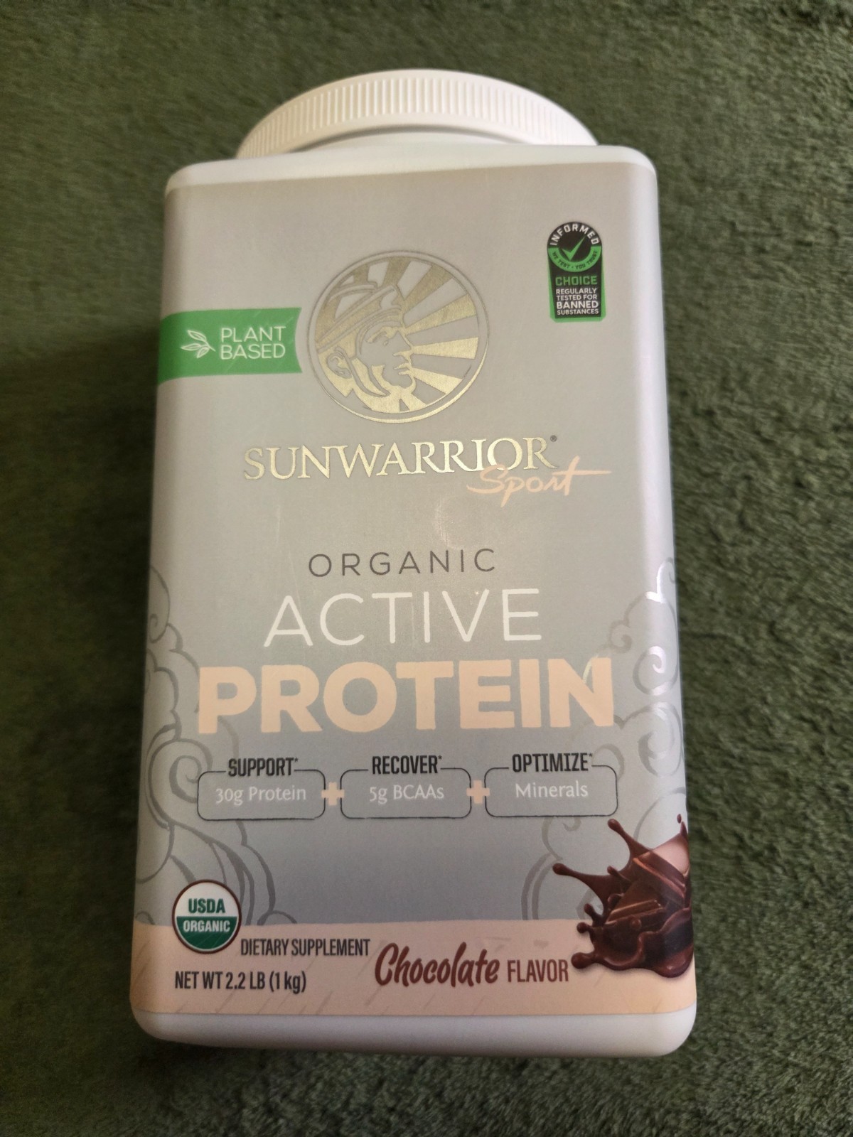 Sunwarrior Organic Active Sport 30g Protein Powder Chocolate 2.2 lb NEW