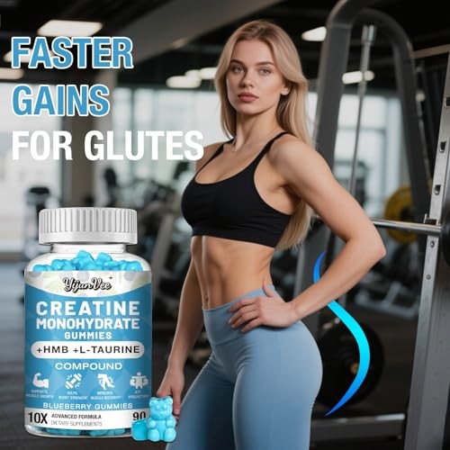 Creatine Monohydrate Gummies 8000mg BCAA Taurine 180 Count