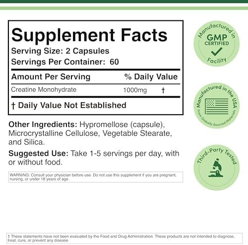 Creatine Pills 1,000Mg per Serving (120 Creatine Capsules) Free Shipping! |New–