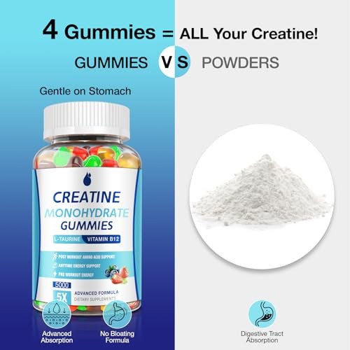 Creatine Monohydrate Gummies 160 Count Mixed Fruit Muscle Energy