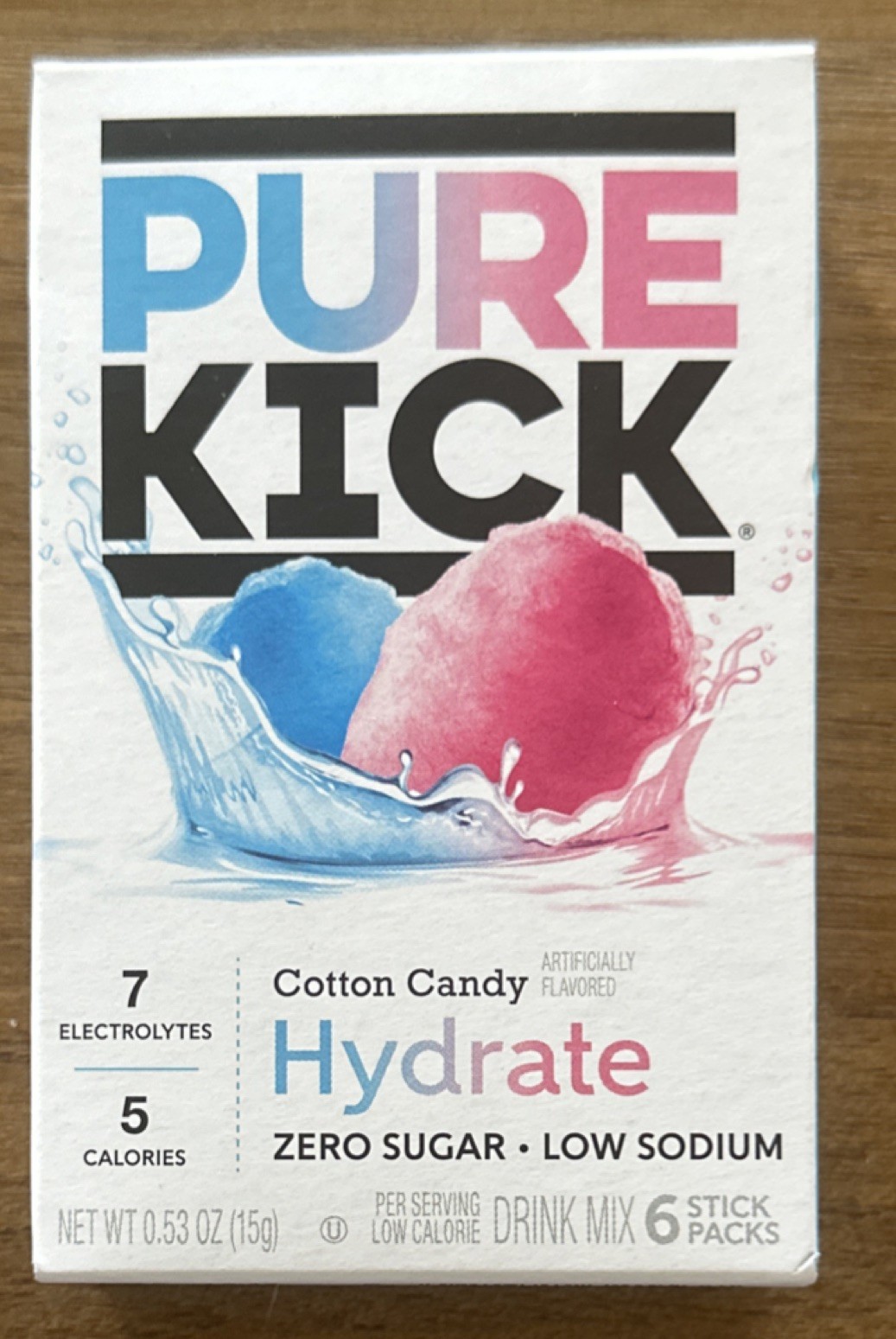 3 Boxes Pure Kick Cotton Candy Mix 6 Sticks Zero Sugar Low Sodium Electrolytes