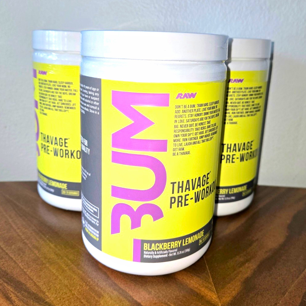 Bum Thavage Pre-Workout Powder Blackberry Lemonade 30 Servings Gym Training