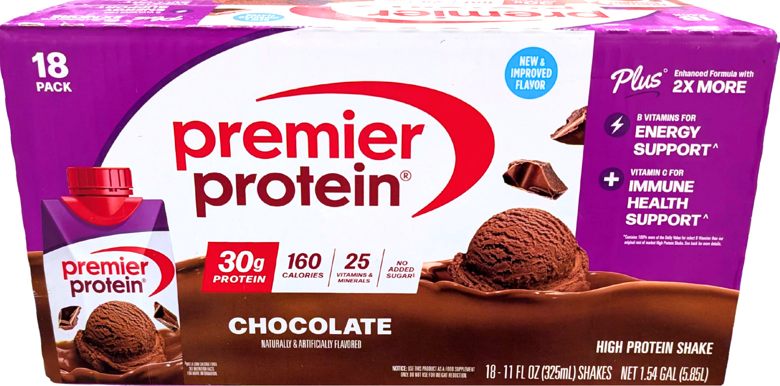 Premier 30g Plus High Protein Shake Chocolate 18 Ct x 11 Fl Oz 10/26 EXP 12/2026