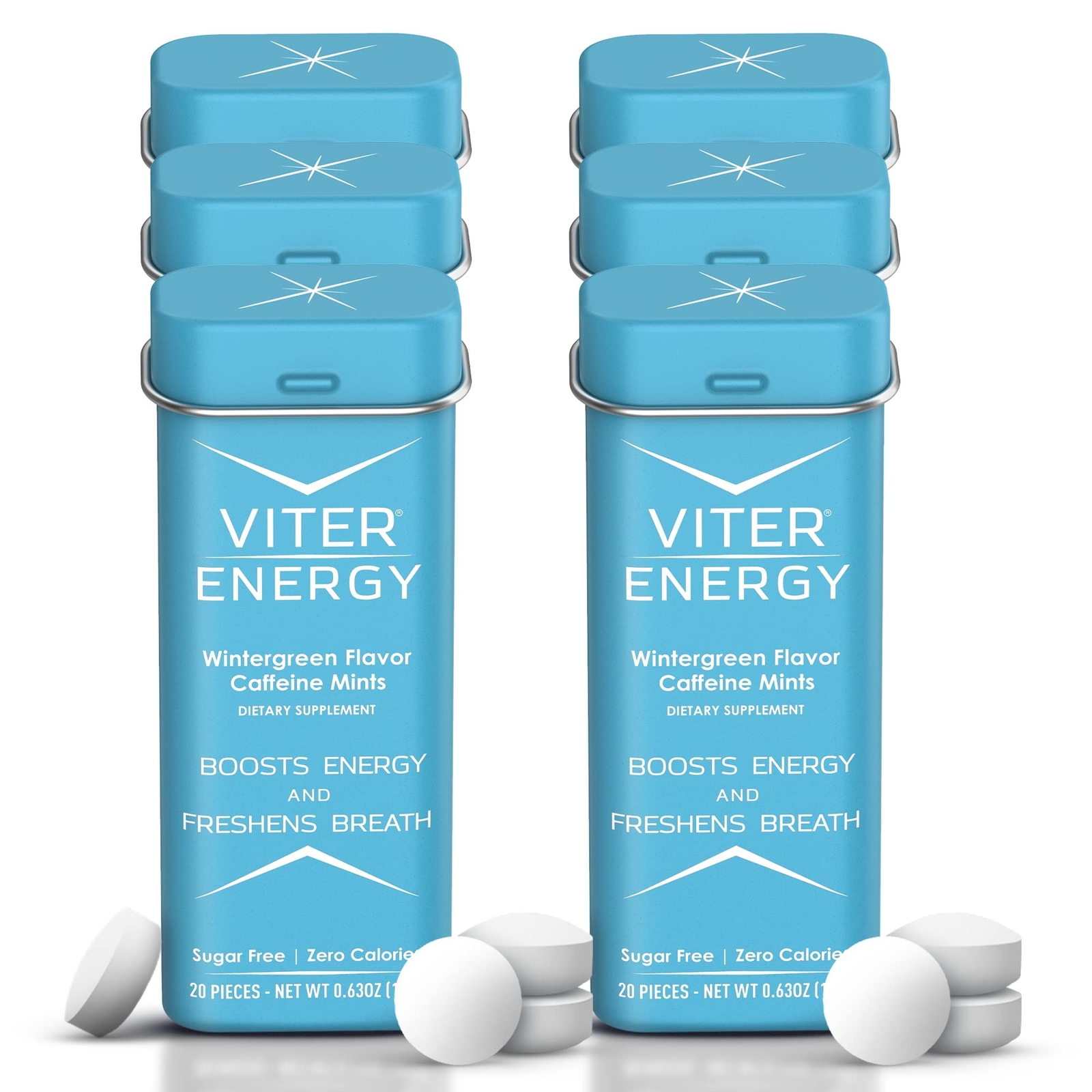 Viter Energy Caffeinated Mints 40mg Caffeine, B Vitamins, Sugar Free. (Winter…