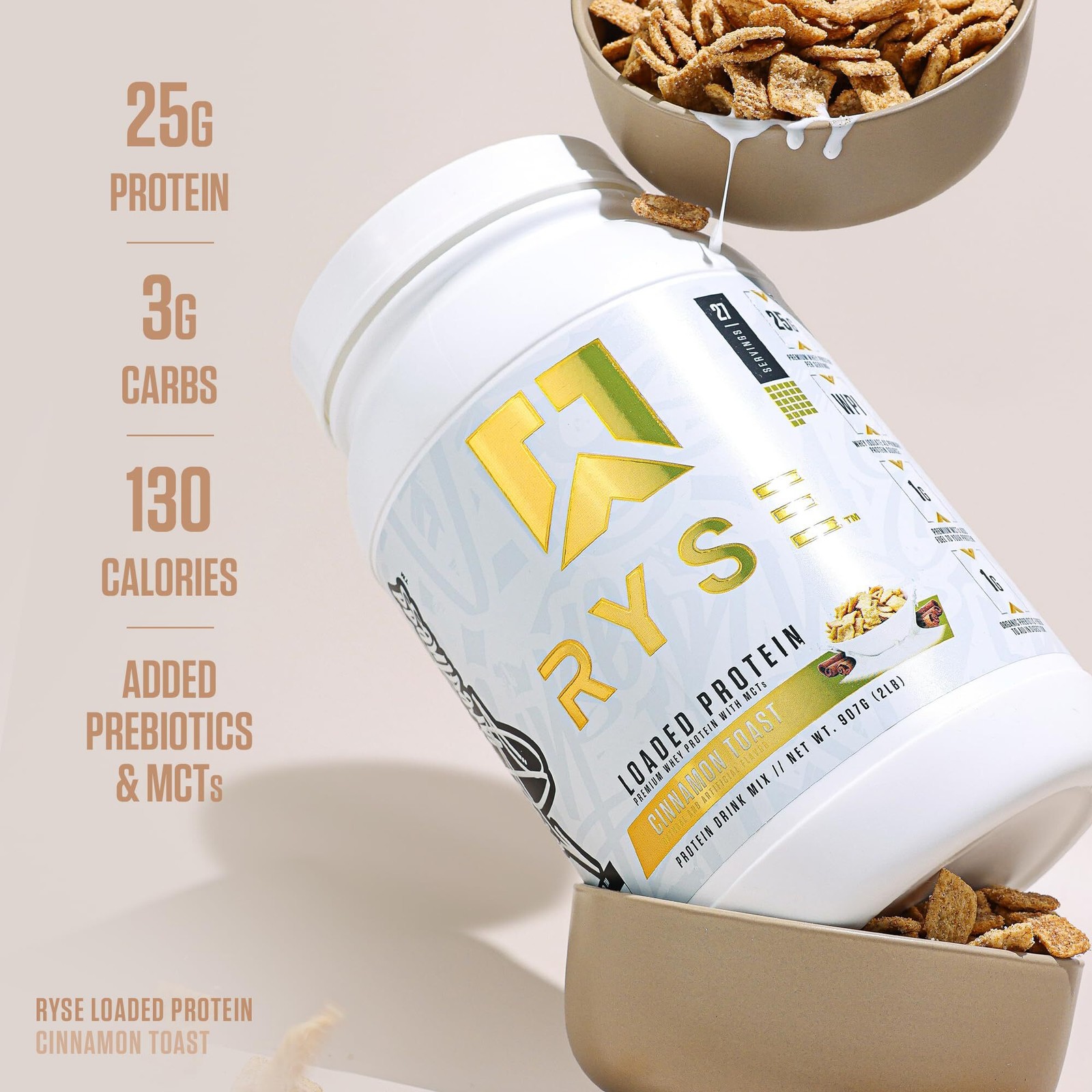 3/27 RYSE Loaded Protein Powder – Cinnamon Toast – 25g Whey Protein Isolate & Co