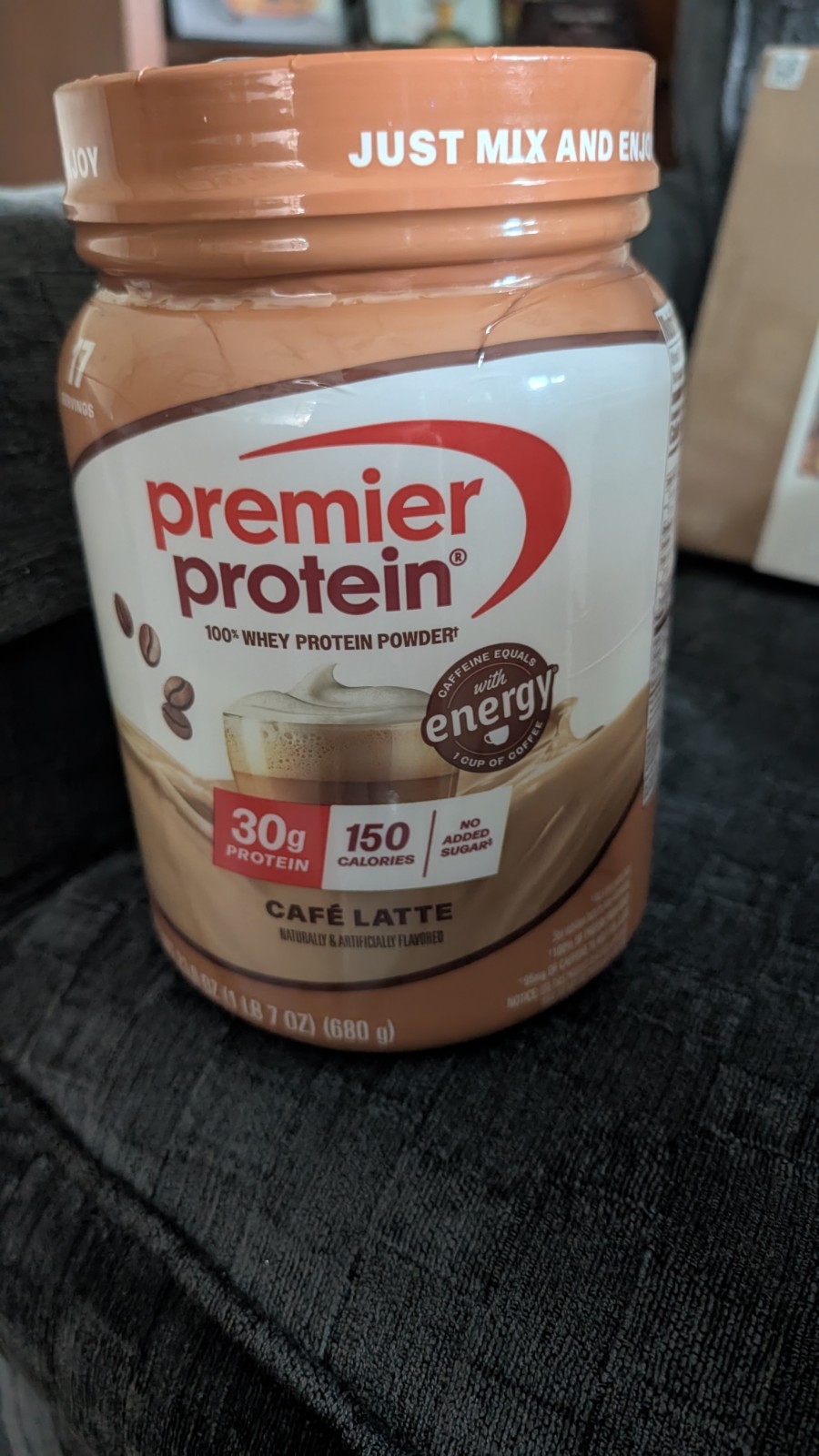 Premier Protein Powder, Café Latte, 30g Protein, 95mg Caffeine ,(17 Servings)