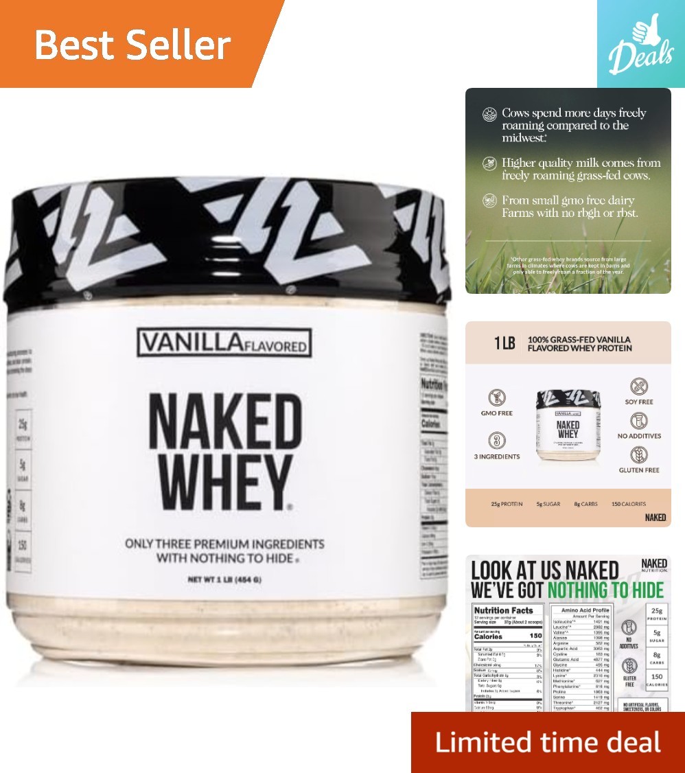 Vanilla Whey Protein 1Lb – 3 Ingredients, NSF Certified, Grass Fed