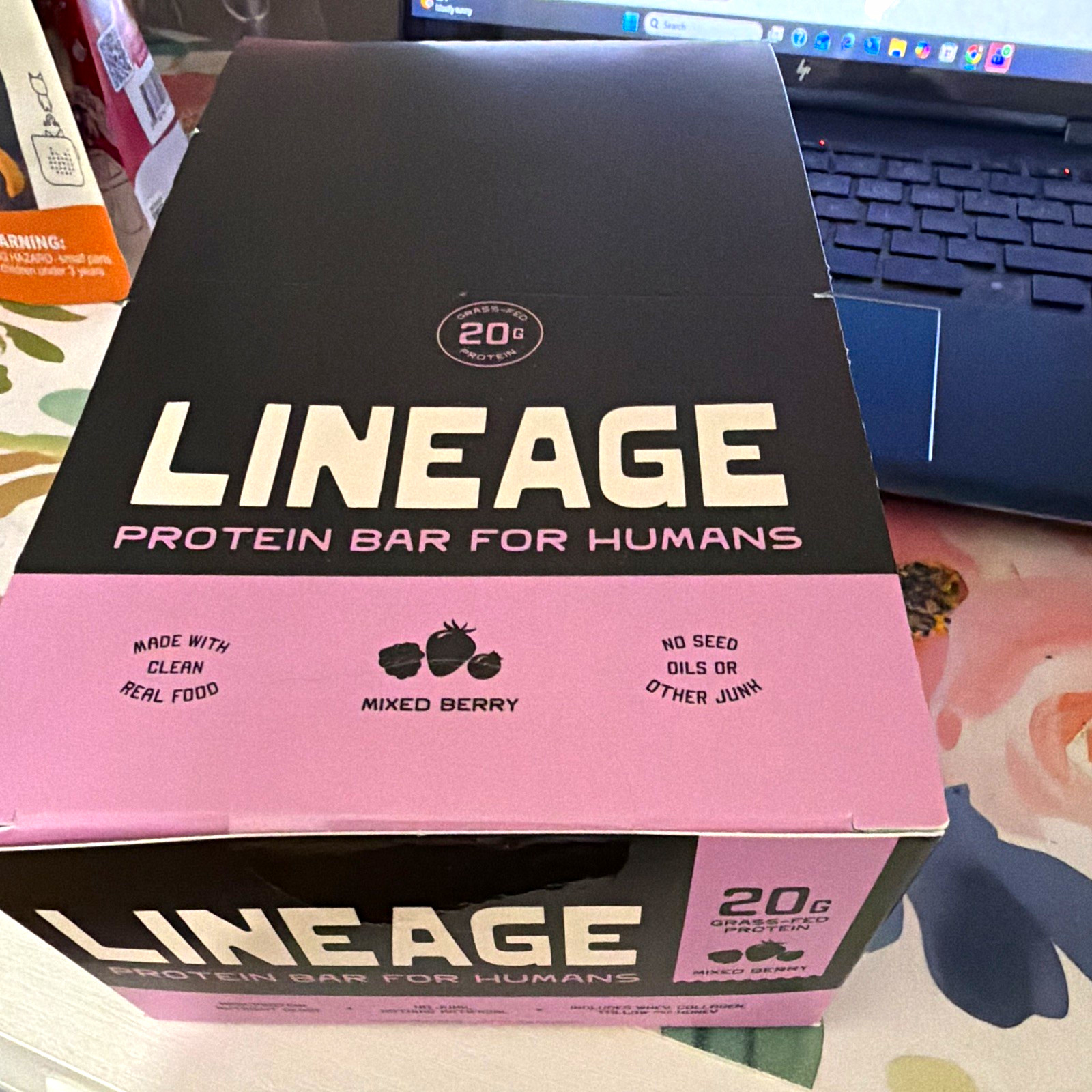 Lineage Provisions Grass Fed Protein Bars Mixed Berry 12 Ct 20g 07/2027