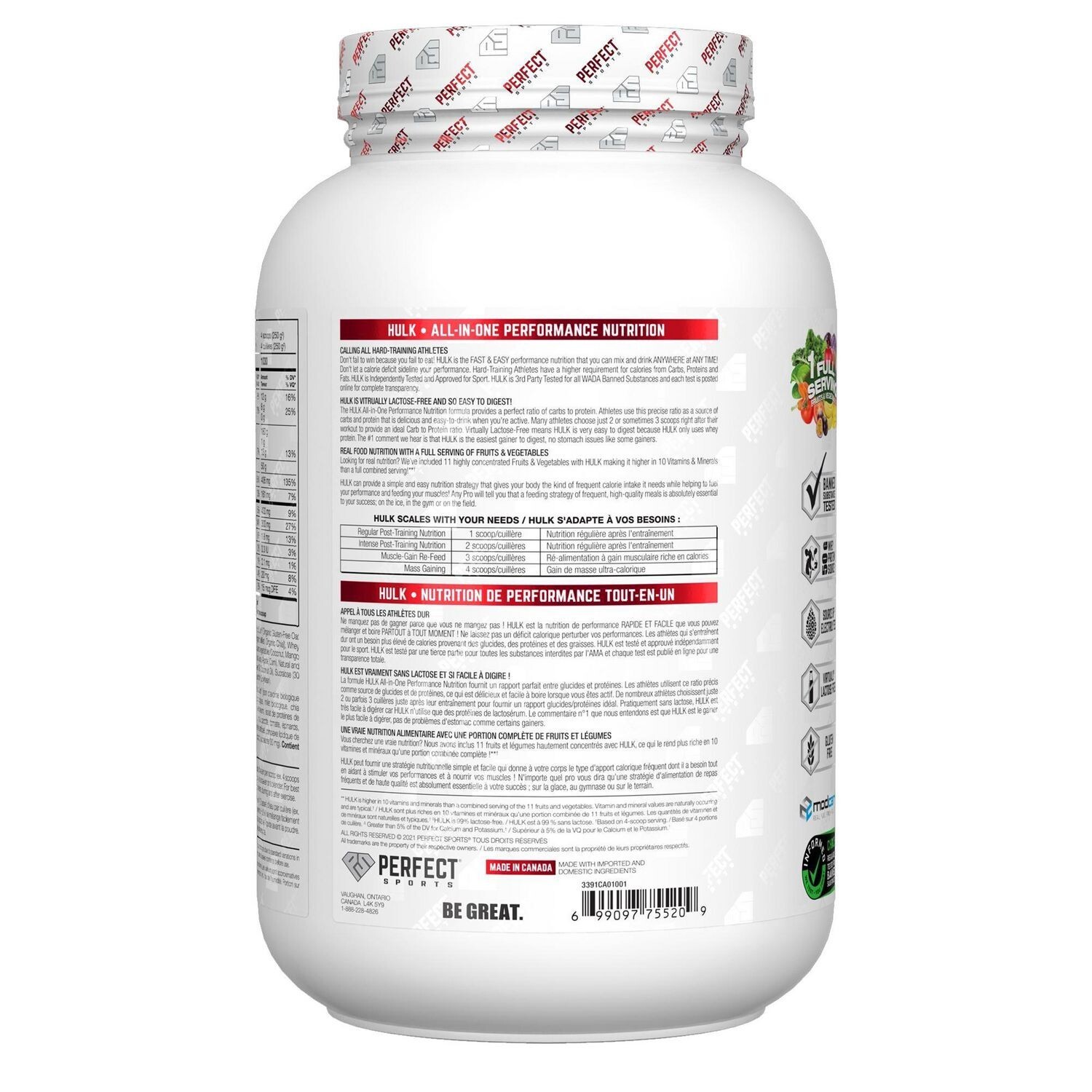 AiWaWa CA, PERFECT Sports – HULK Clean Mass Gainer 3LBS(1.36kg)