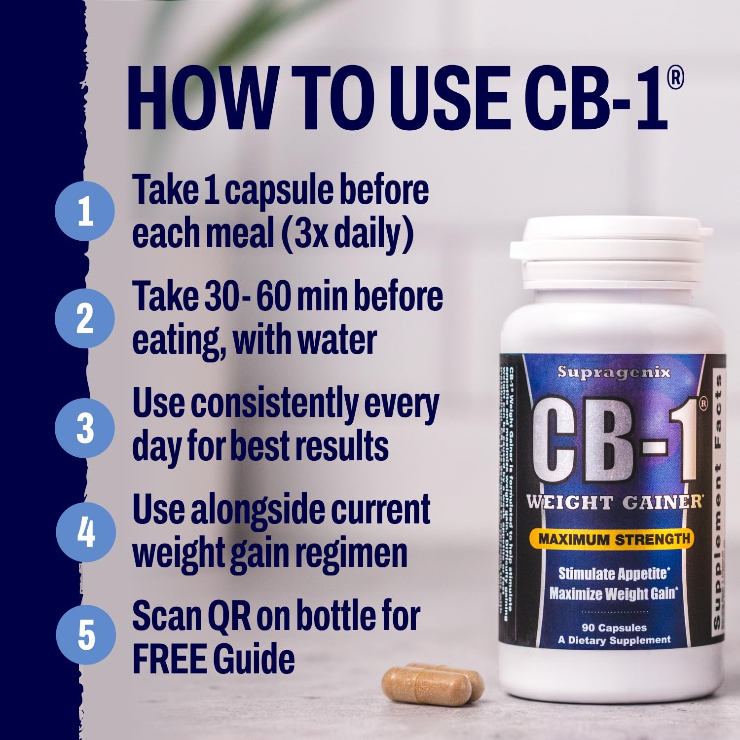Supragenix CB-1 Weight Gainer Pills (90 Count) | Weight Gain Support for Wome…