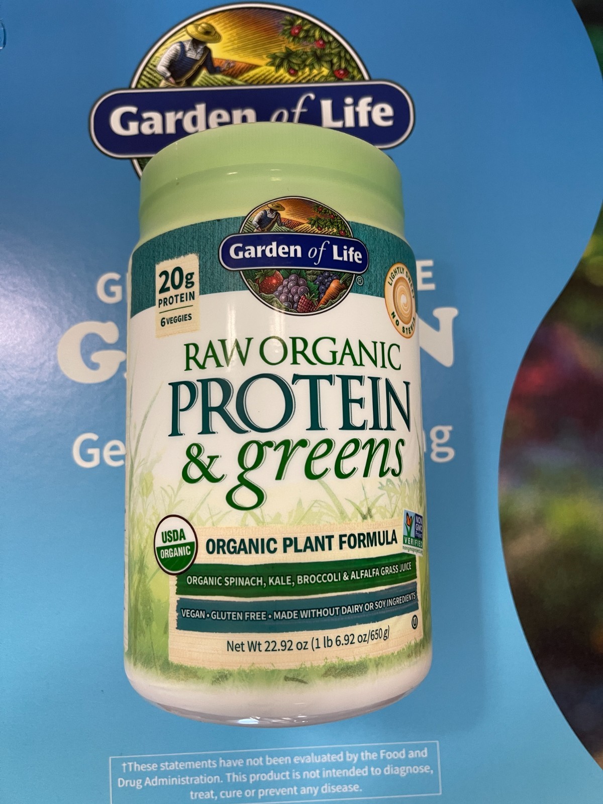 Garden Of Life Raw Organic Protein & Green 21.90 Oz Lightly Sweet EXP 06/2026