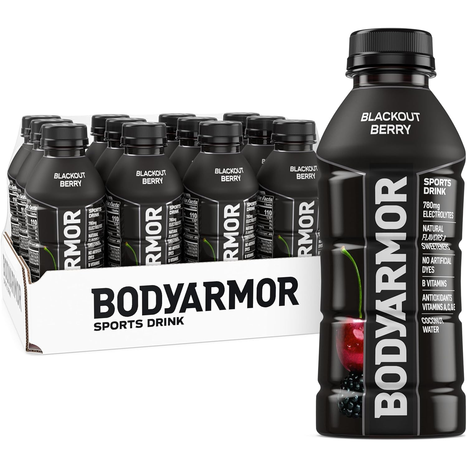 BODYARMOR Sports Drink, Blackout Berry, Electrolyte Hydration, 16 oz, 12 ct