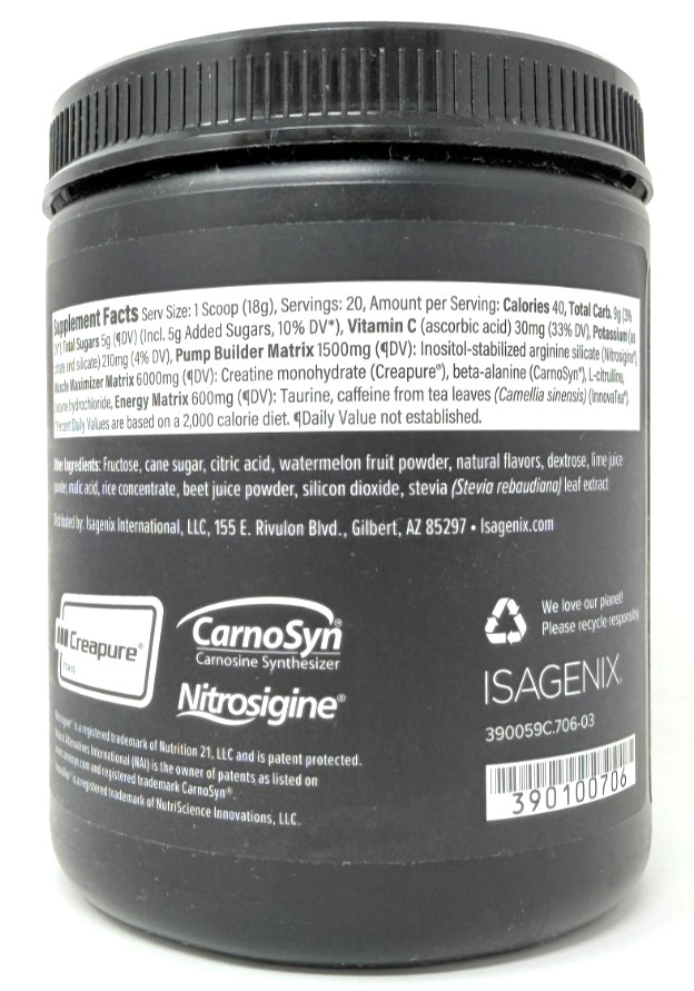 Isagenix Amped Nitro Pre-Workout Performance Booster – Watermelon – EXP 8/2027