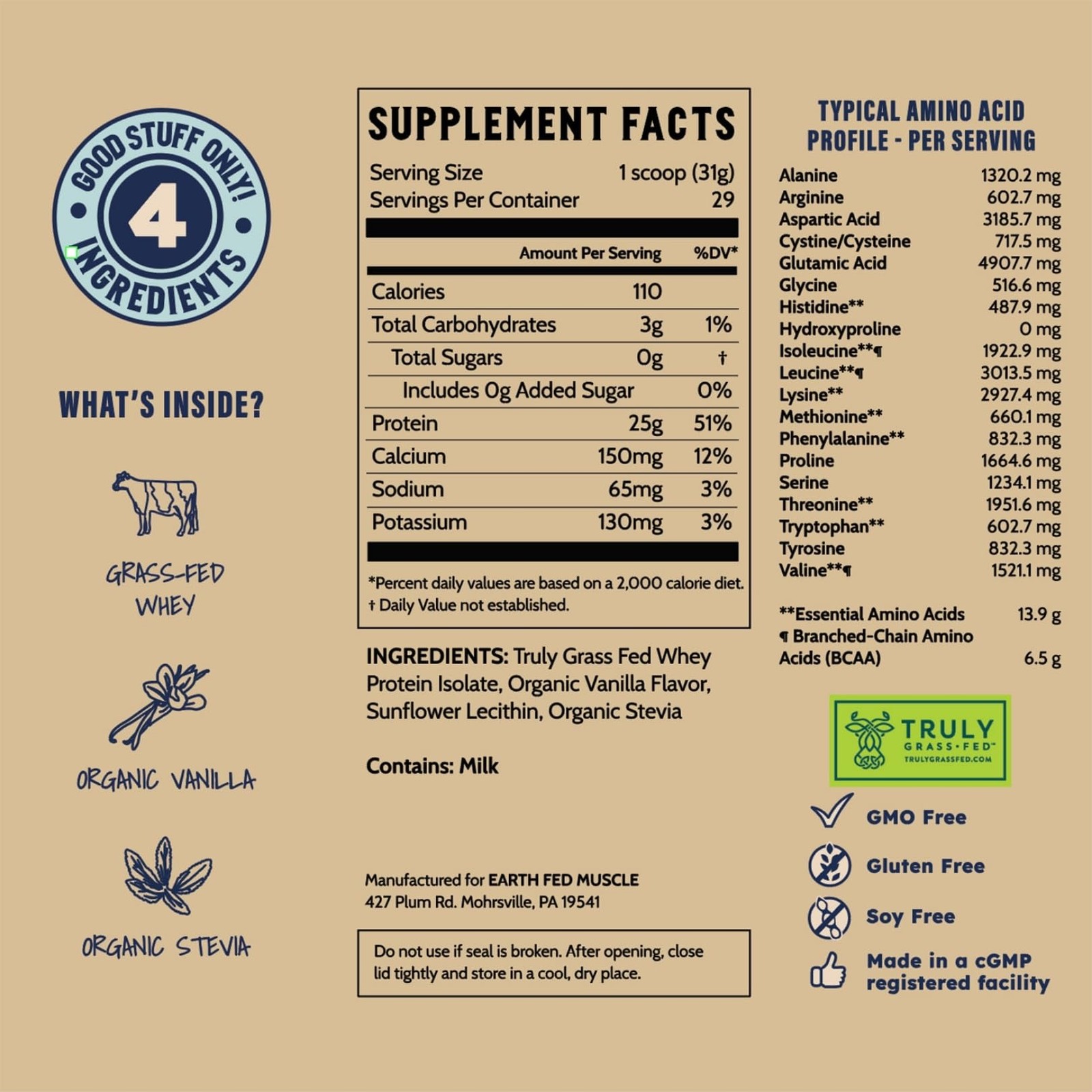 Earth Fed Muscle Whey Back Irish Grass Protein 2 Pound (Pack of 1)